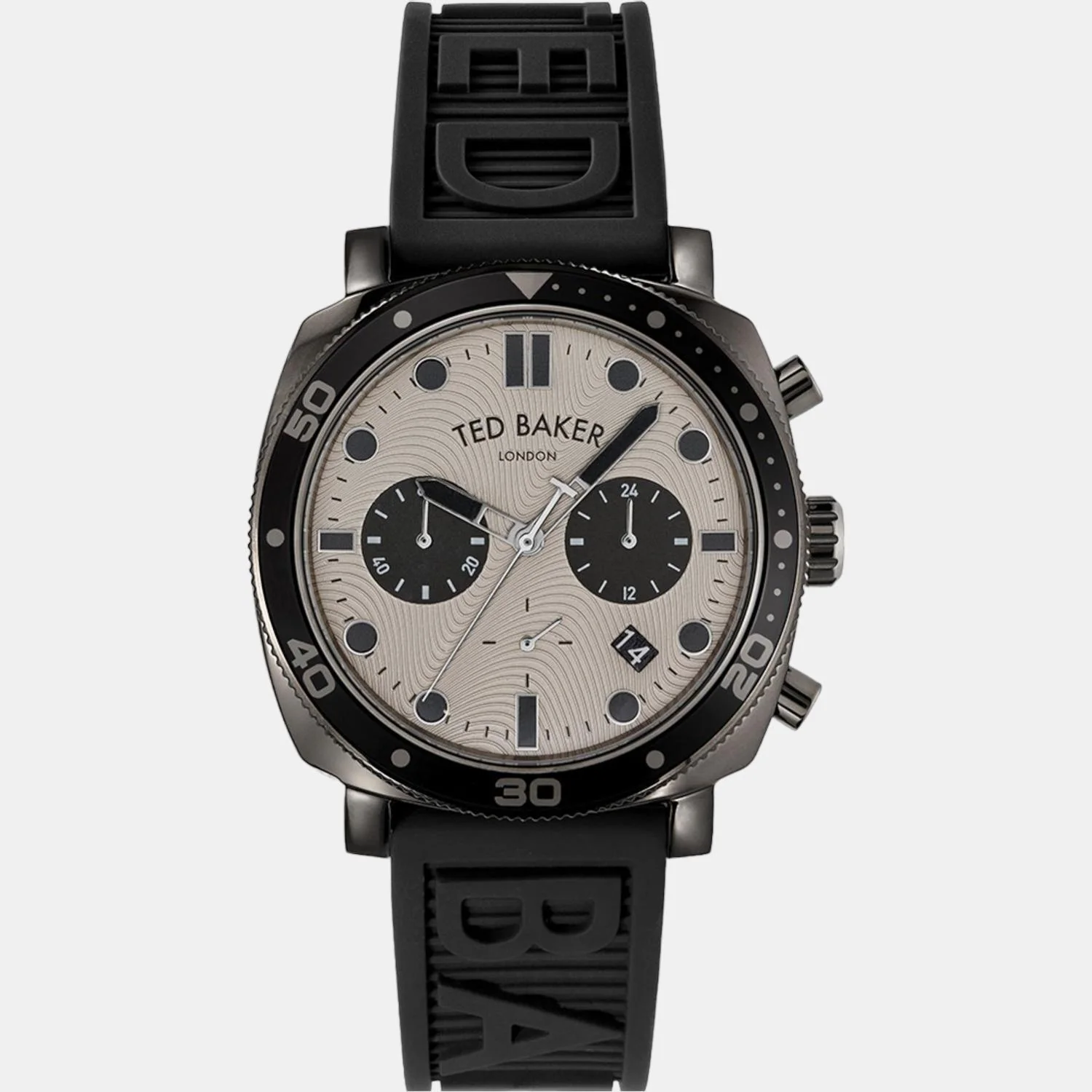 Men Quartz Beige Dial Chronograph Silicone Watch BKPCNF204 - Image 3