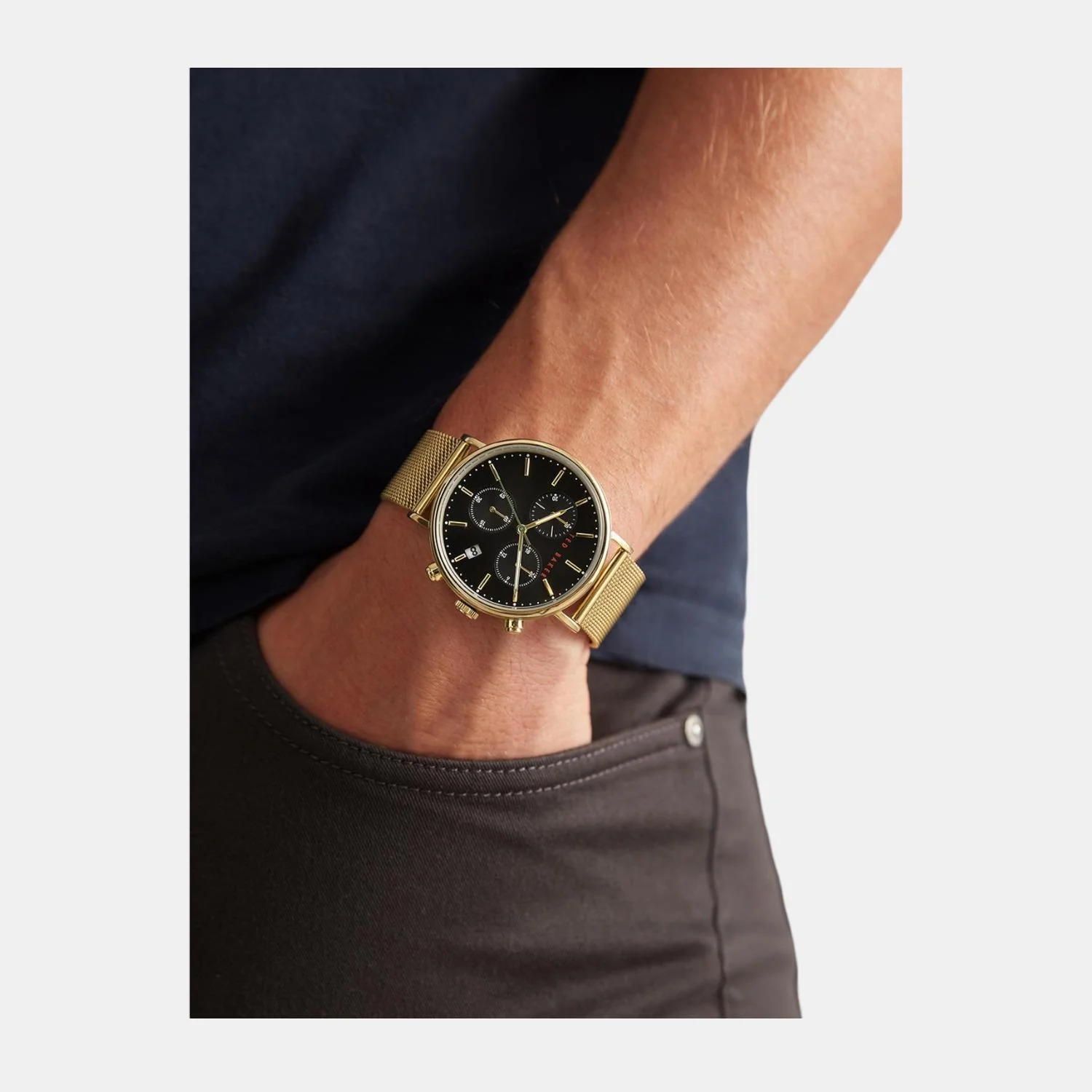 Men Quartz Black Dial Chronograph Stainless Steel Watch BKPMMS118 - Image 3