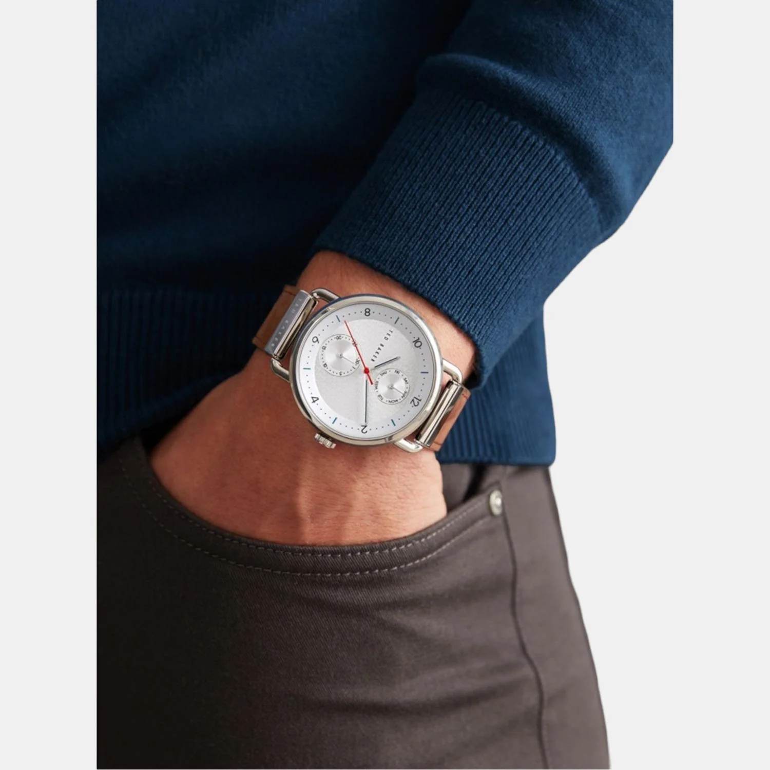 Men Quartz White Dial Analog Leather Watch BKPBXF004 - Image 5