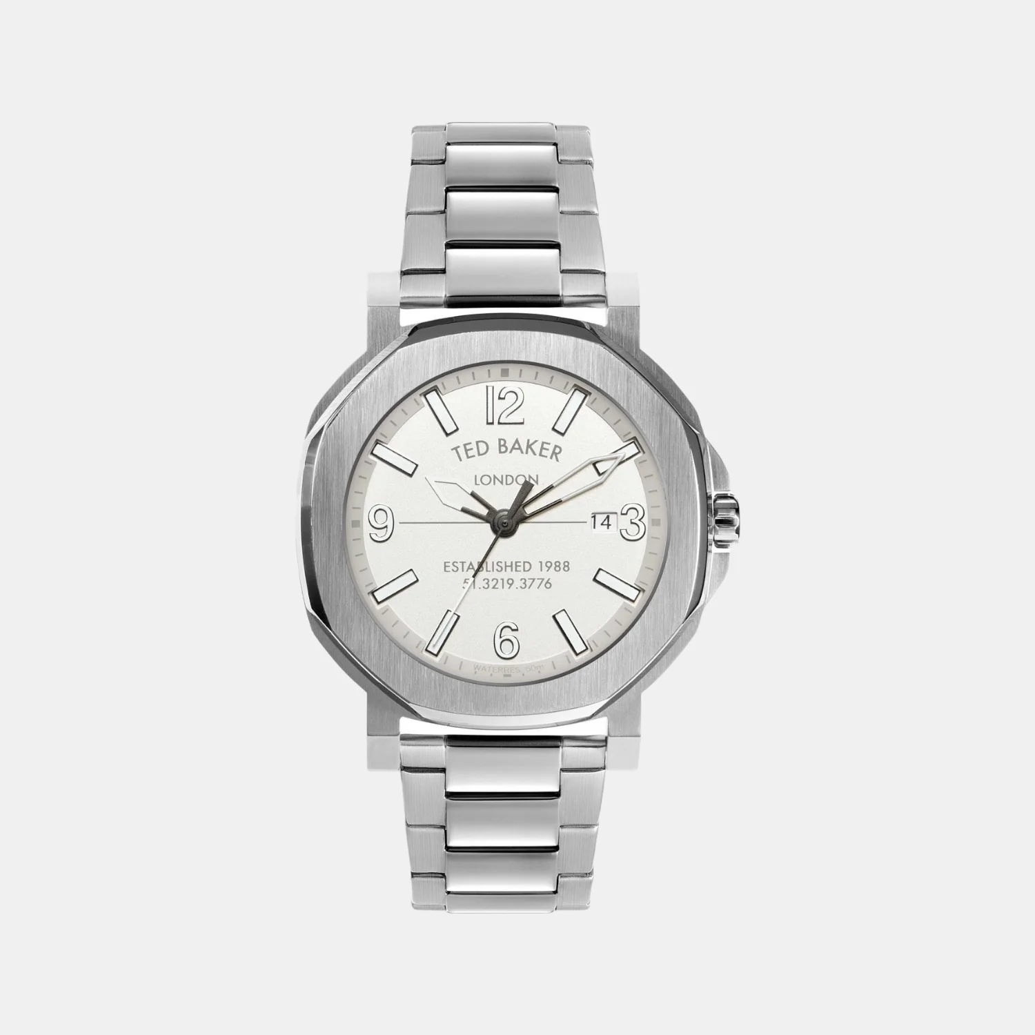 Men Quartz White Dial Analog Stainless Steel Watch BKPACS204