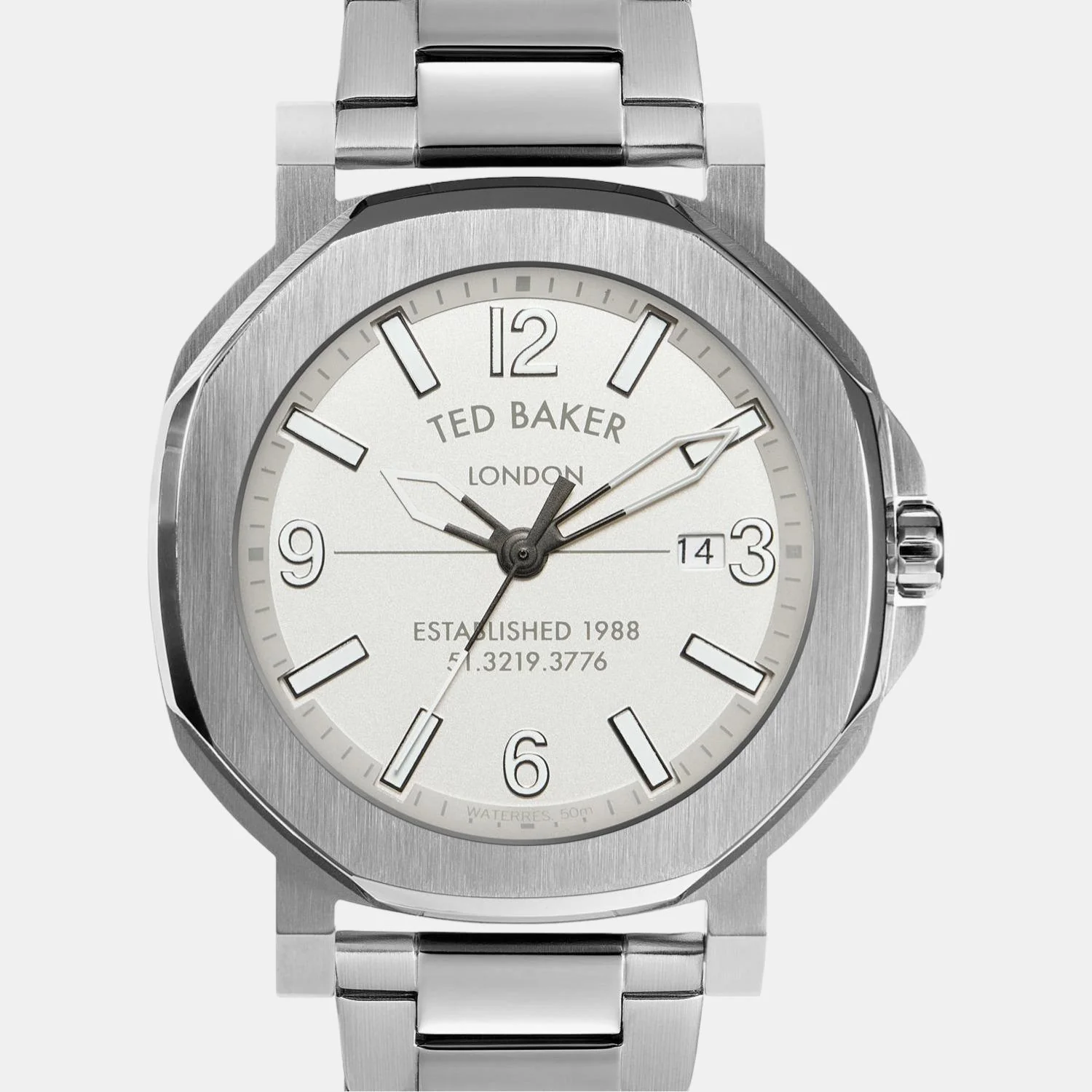 Men Quartz White Dial Analog Stainless Steel Watch BKPACS204 - Image 2