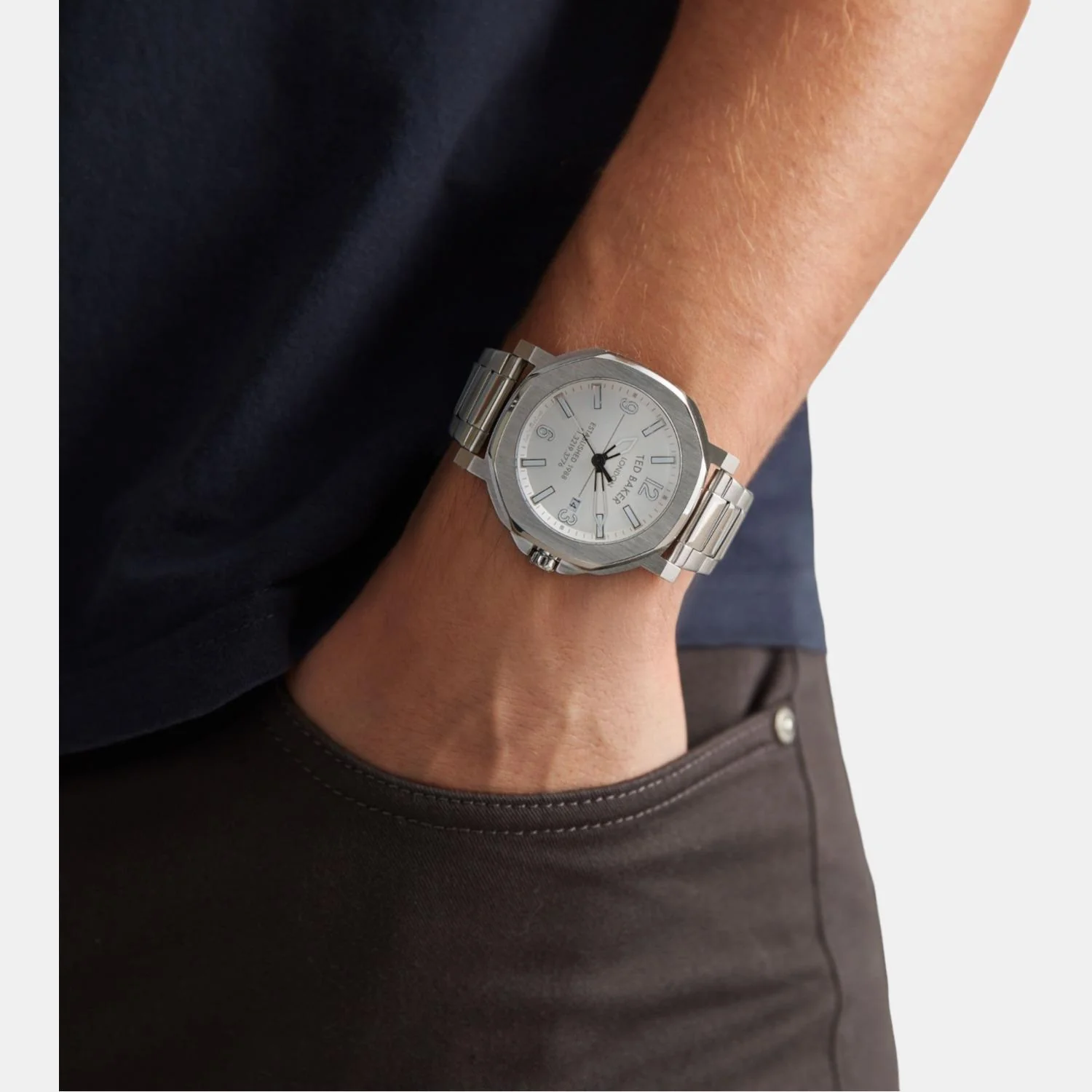 Men Quartz White Dial Analog Stainless Steel Watch BKPACS204 - Image 4