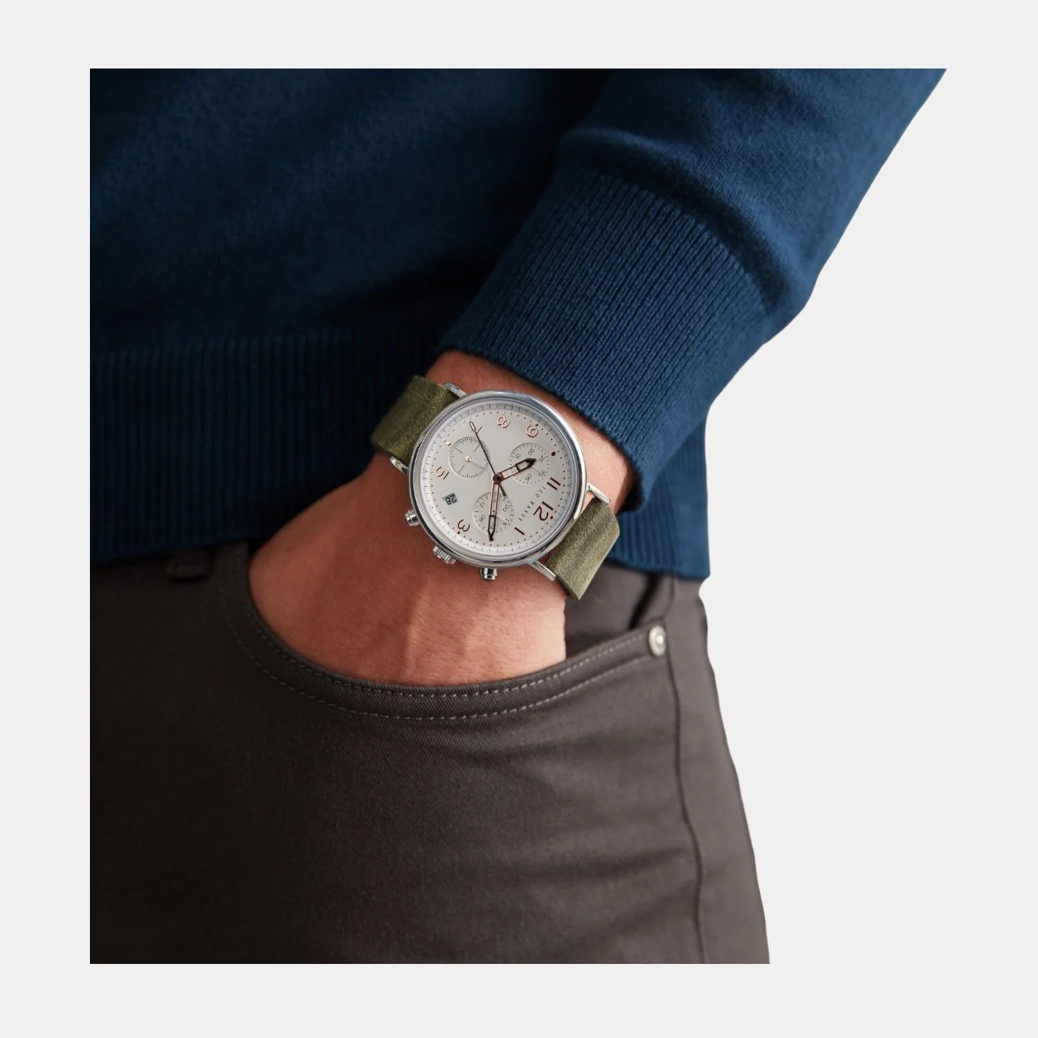 Men Quartz White Dial Chronograph Leather Watch BKPMMF125 - Image 3