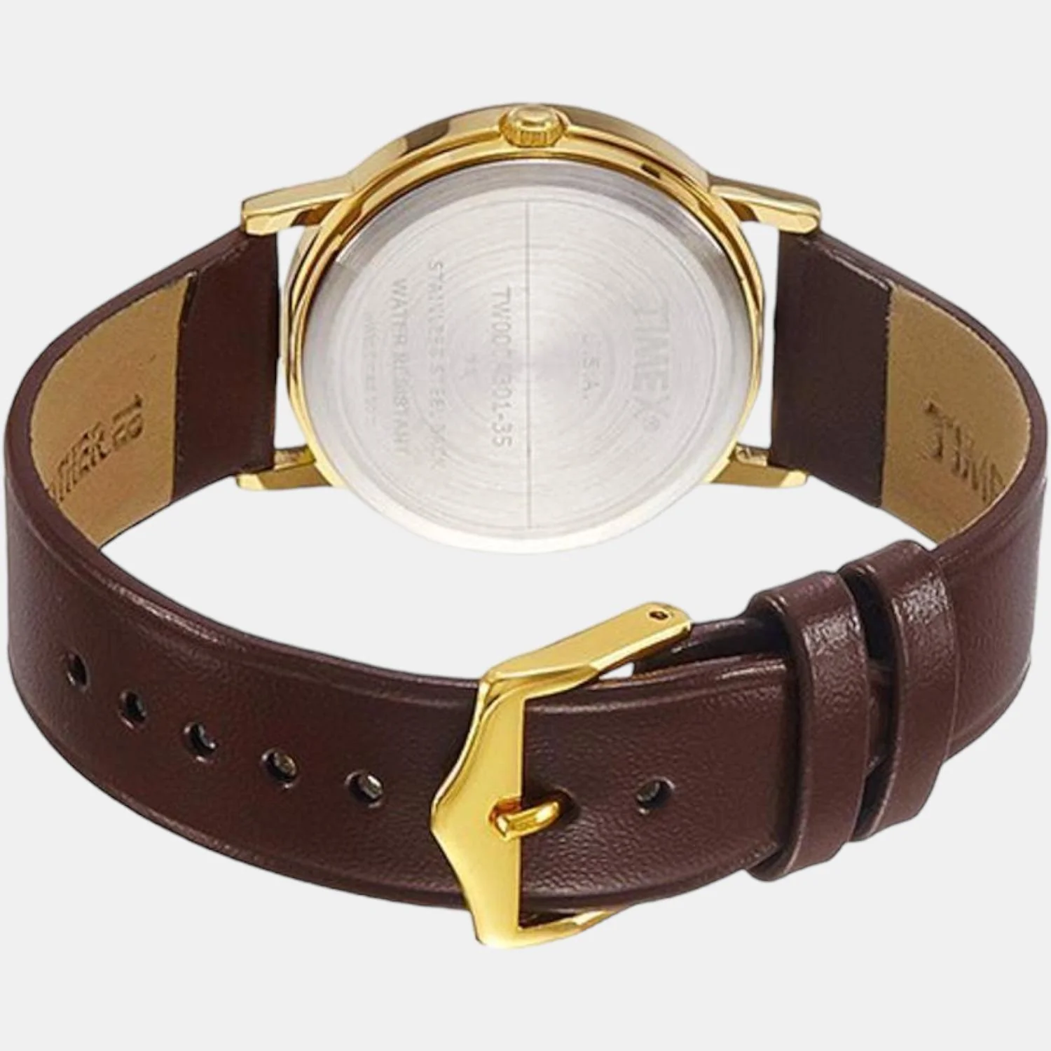 Classics Men Quartz Champagne Dial Analog Leather Watch A301 - Image 2