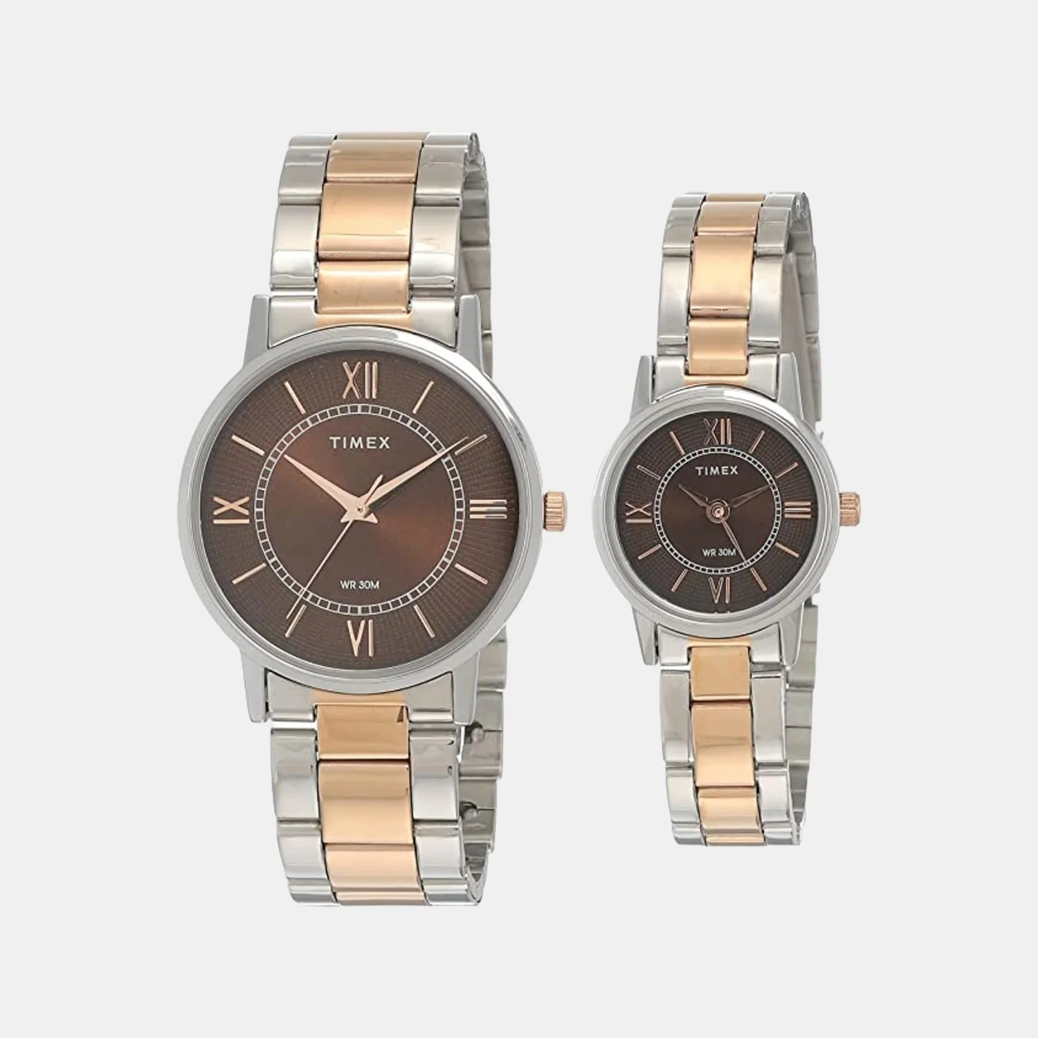 Couple Quartz Brown Dial Analog Stainless Steel Watch TW00PR214