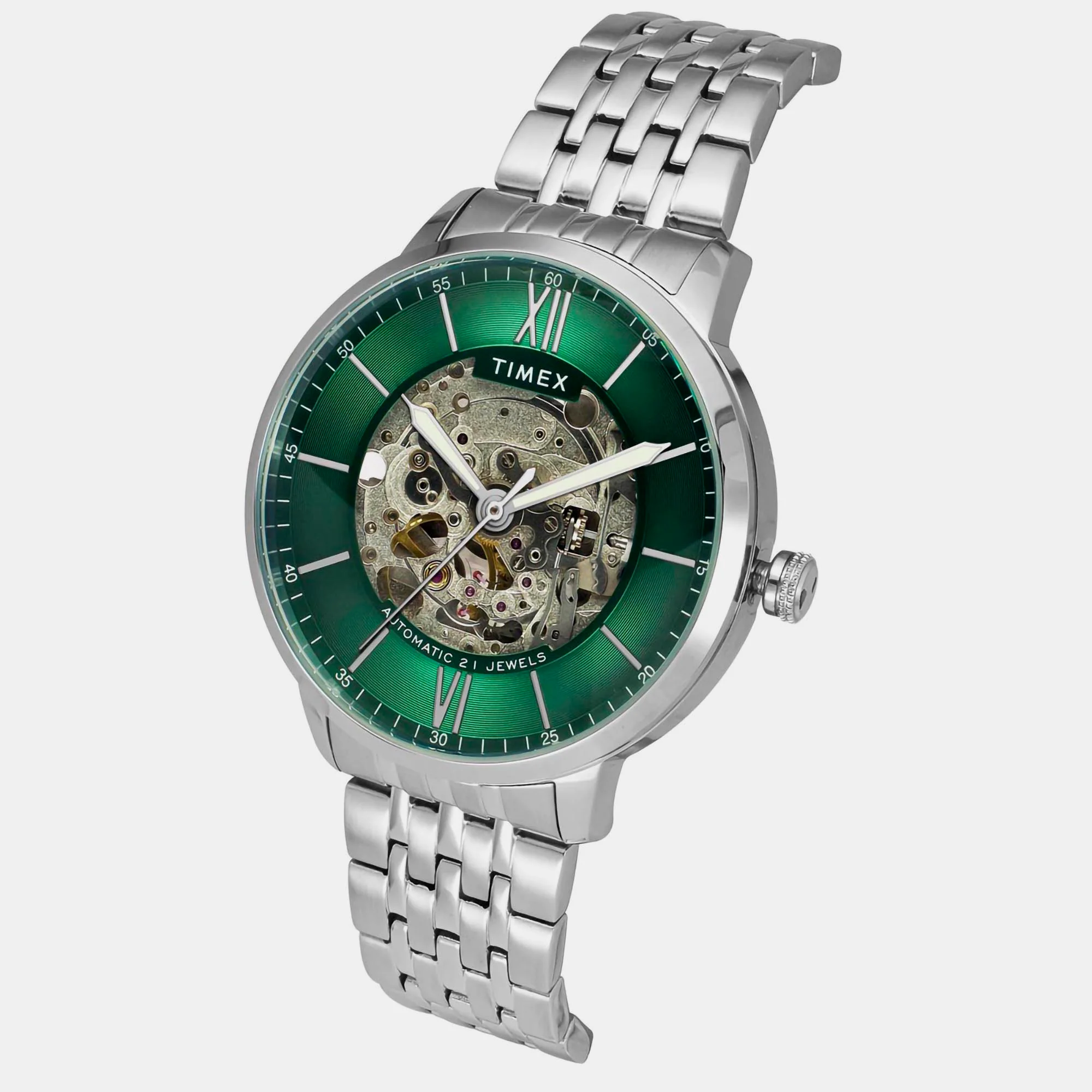 E Class Men Automatic Green Dial Analog Stainless Steel Watch TWEG23502 - Image 4