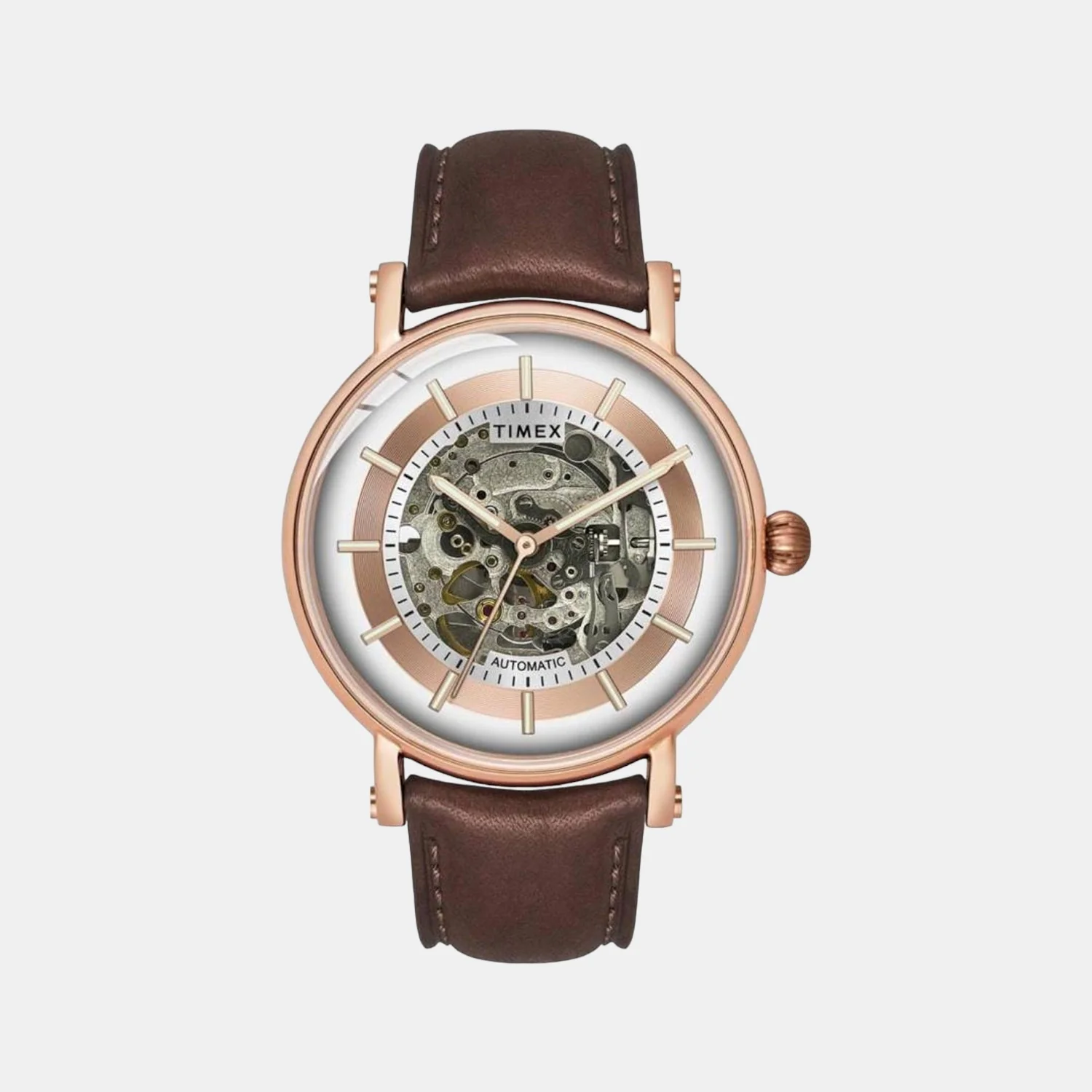 E Class Men Automatic Silver Dial Analog Leather Watch TWEG16715