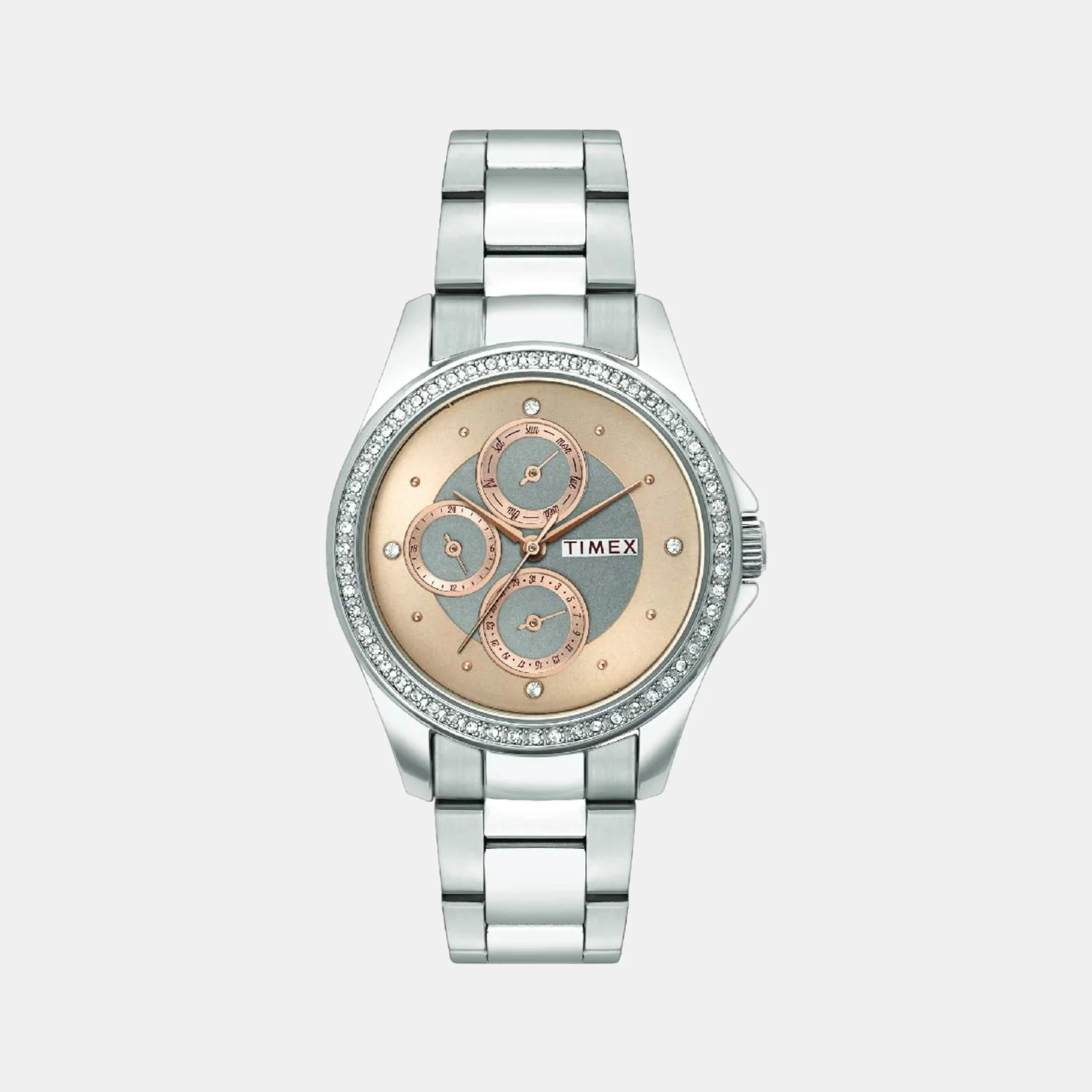 E Class Women Quartz Rose Gold Dial Chronograph Stainless Steel Watch TWEL13000