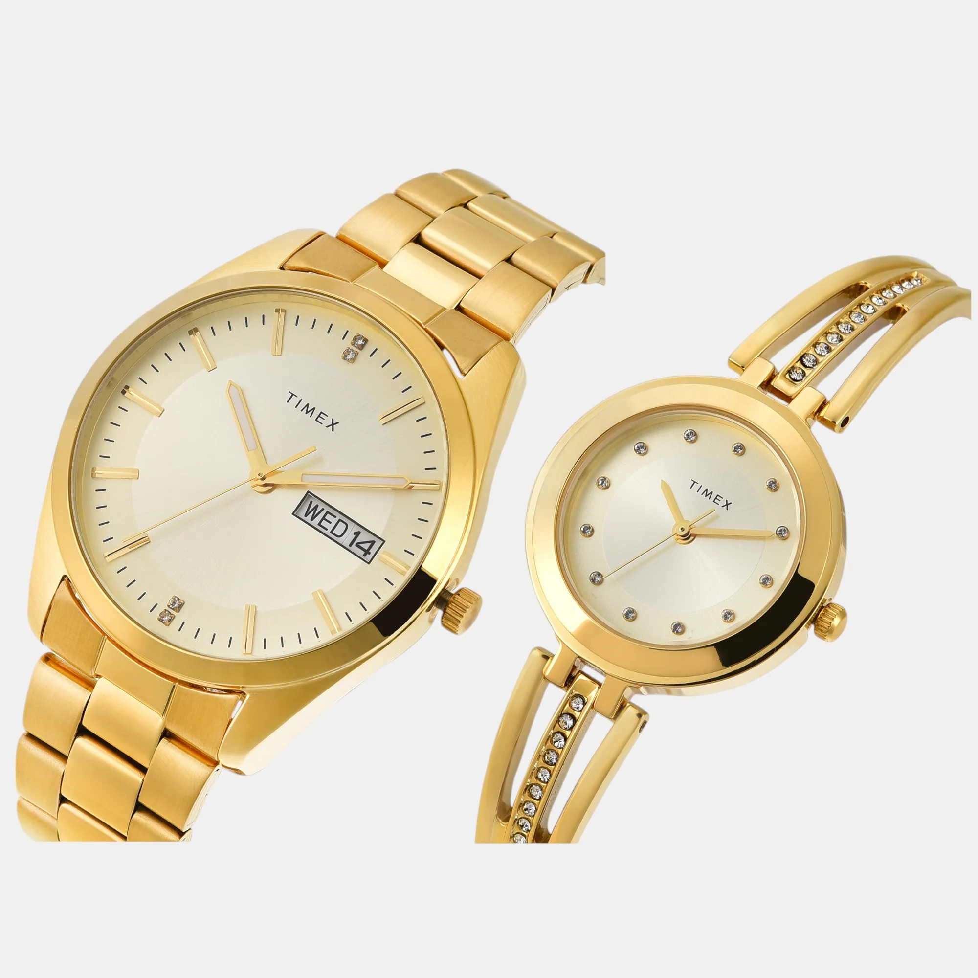 Fashion Couple Quartz Beige Dial Analog Stainless Steel Watch TW00PR307 - Image 2