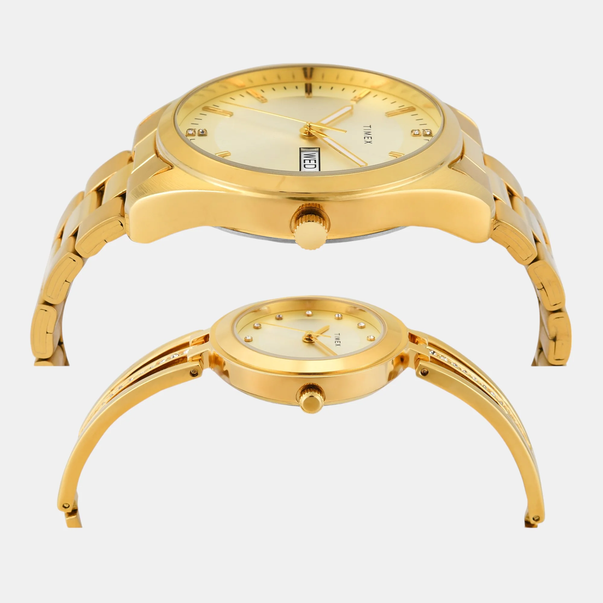 Fashion Couple Quartz Beige Dial Analog Stainless Steel Watch TW00PR307 - Image 4