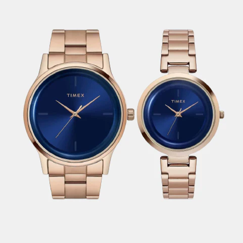 Fashion Couple Quartz Blue Dial Analog Stainless Steel Watch TW00PR296 - Image 2
