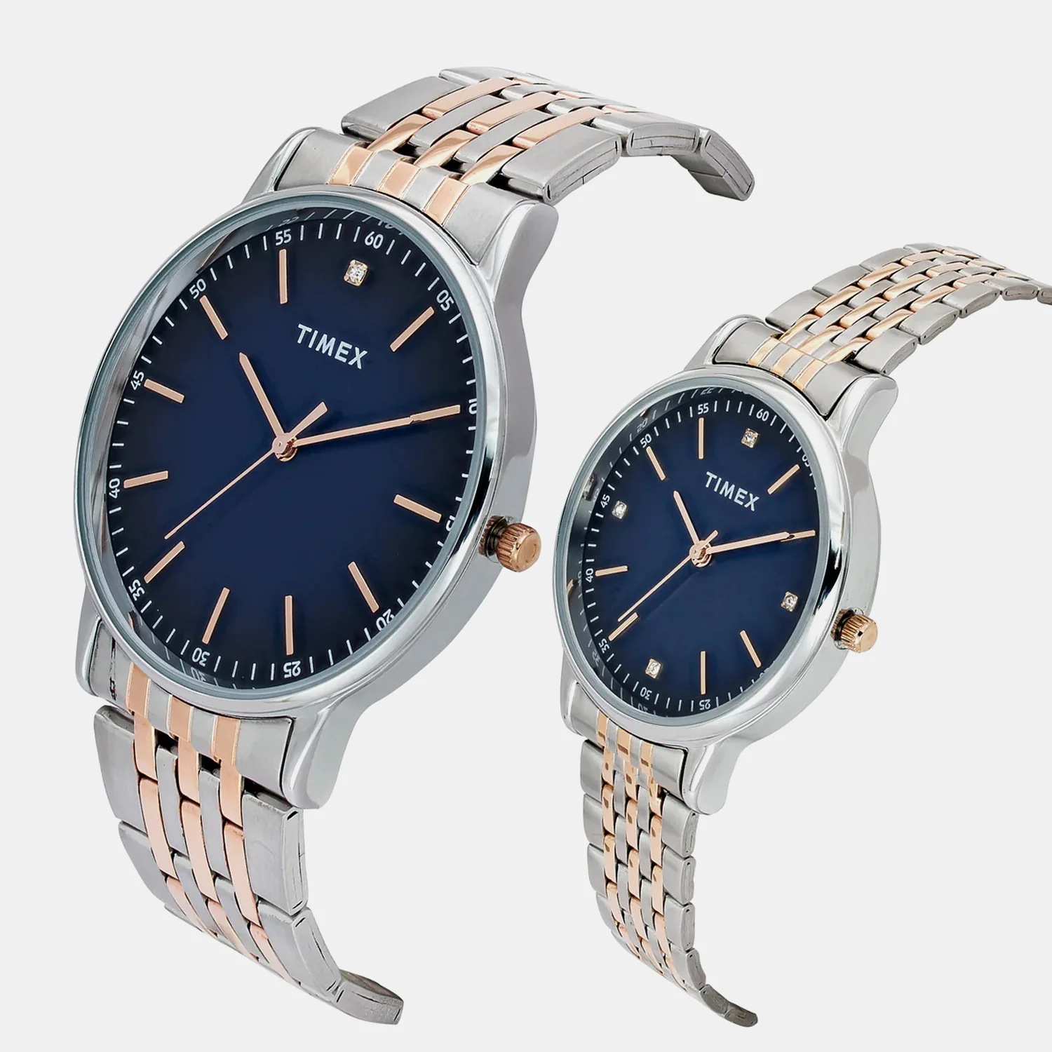 Fashion Couple Quartz Blue Dial Analog Stainless Steel Watch TW00PR330 - Image 2