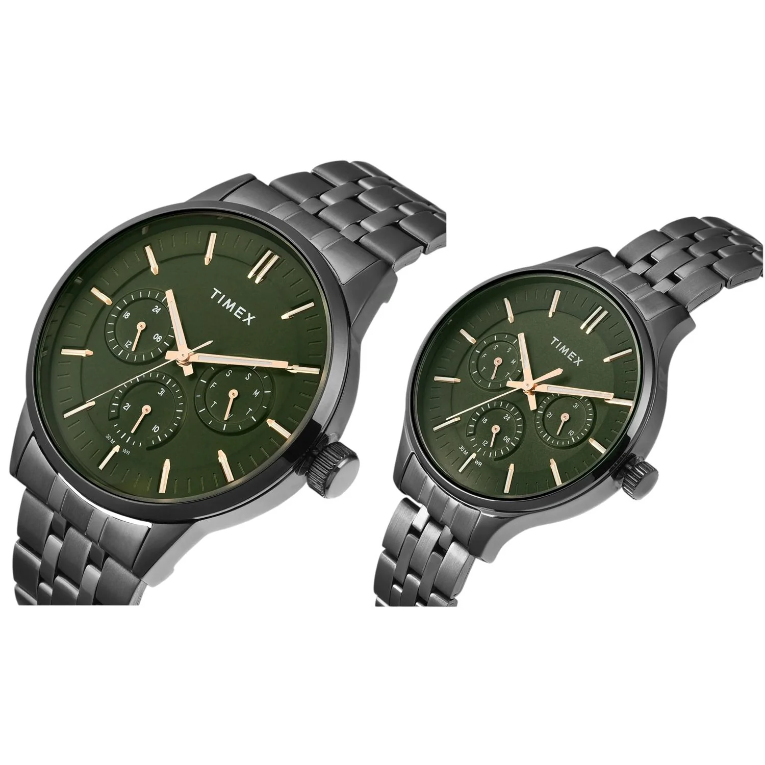 Fashion Couple Quartz Green Dial Multi-Function Stainless Steel Watch TW00PR318 - Image 2