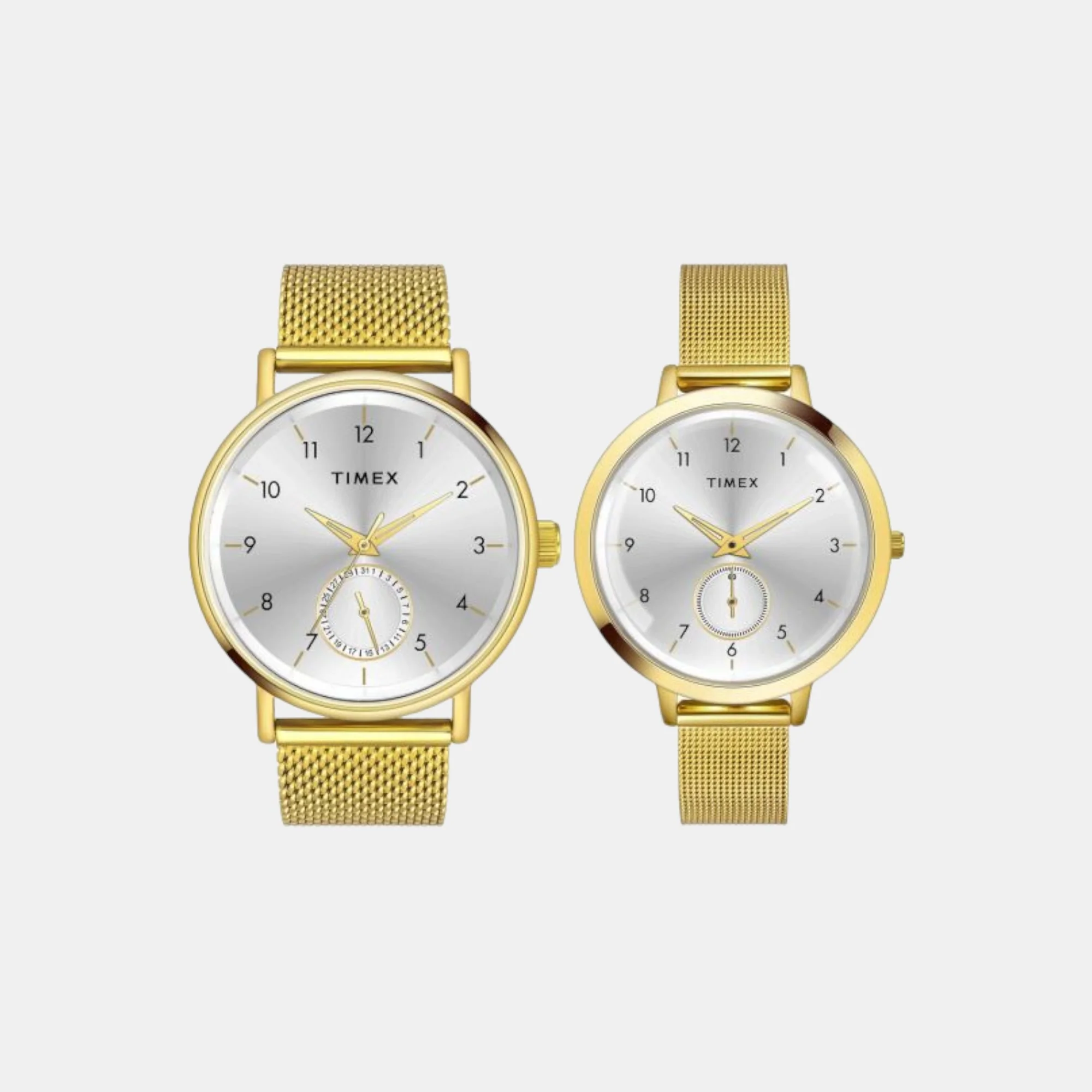 Fashion Couple Quartz Silver Dial Analog Stainless Steel Watch TW00PR292