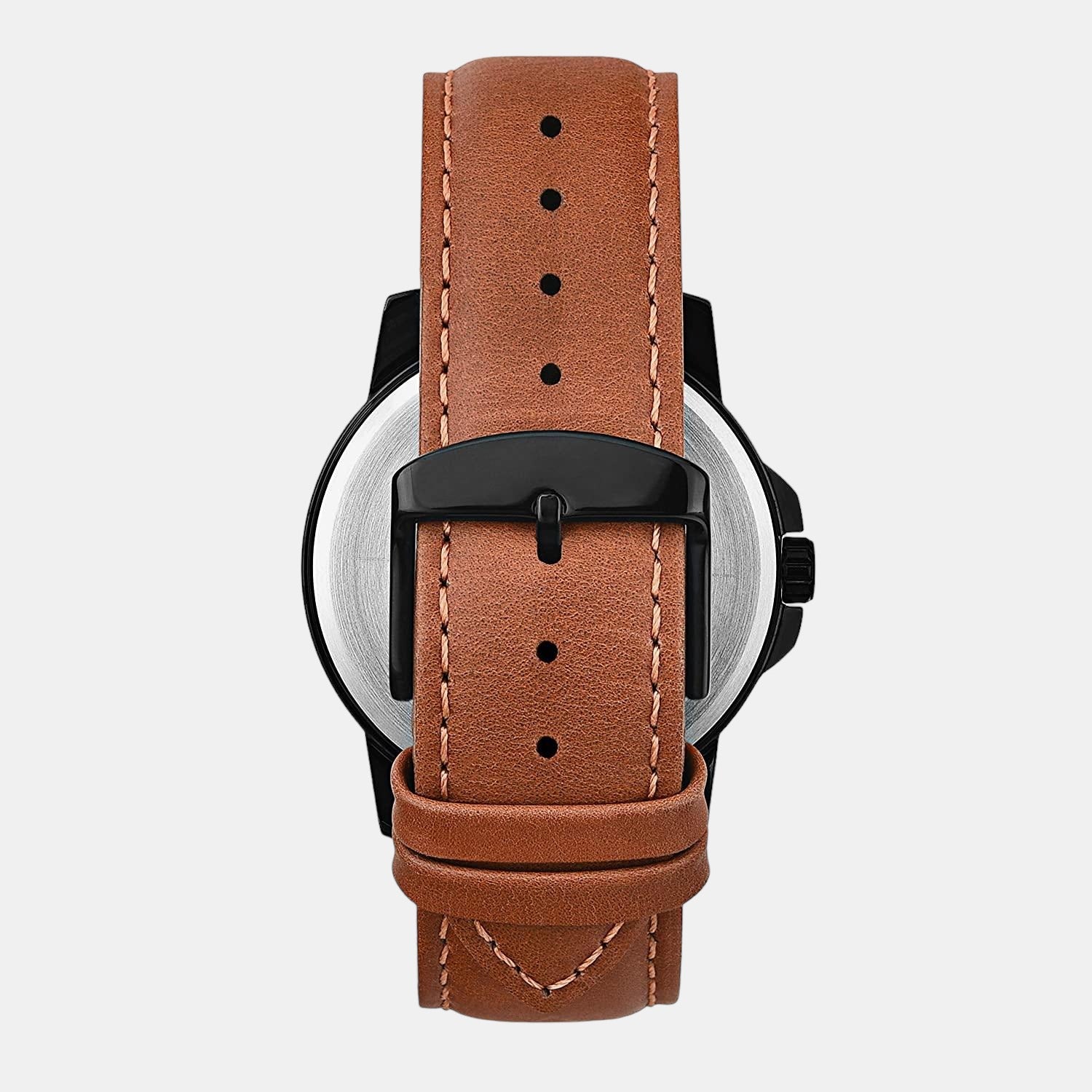 Fashion Men Quartz Black Dial Analog Leather Watch TWEG17212 - Image 5