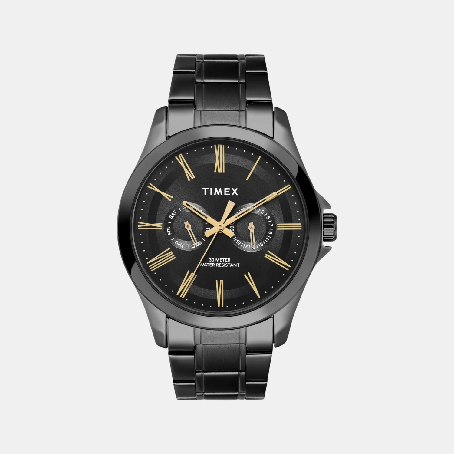Fashion Men Quartz Black Dial Analog Stainless Steel Watch TW000X135