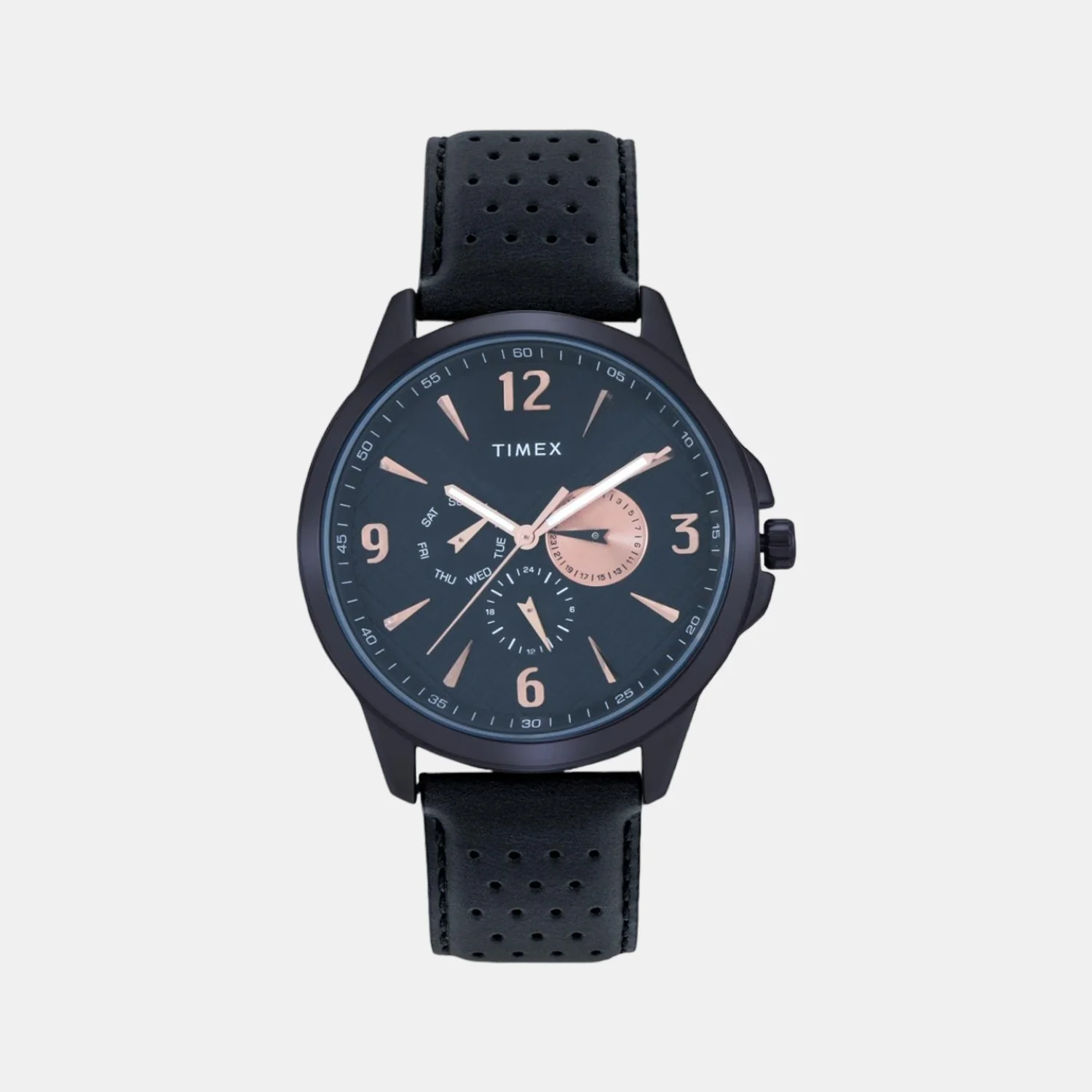 Fashion Men Quartz Black Dial Chronograph Leather Watch TWEG16517