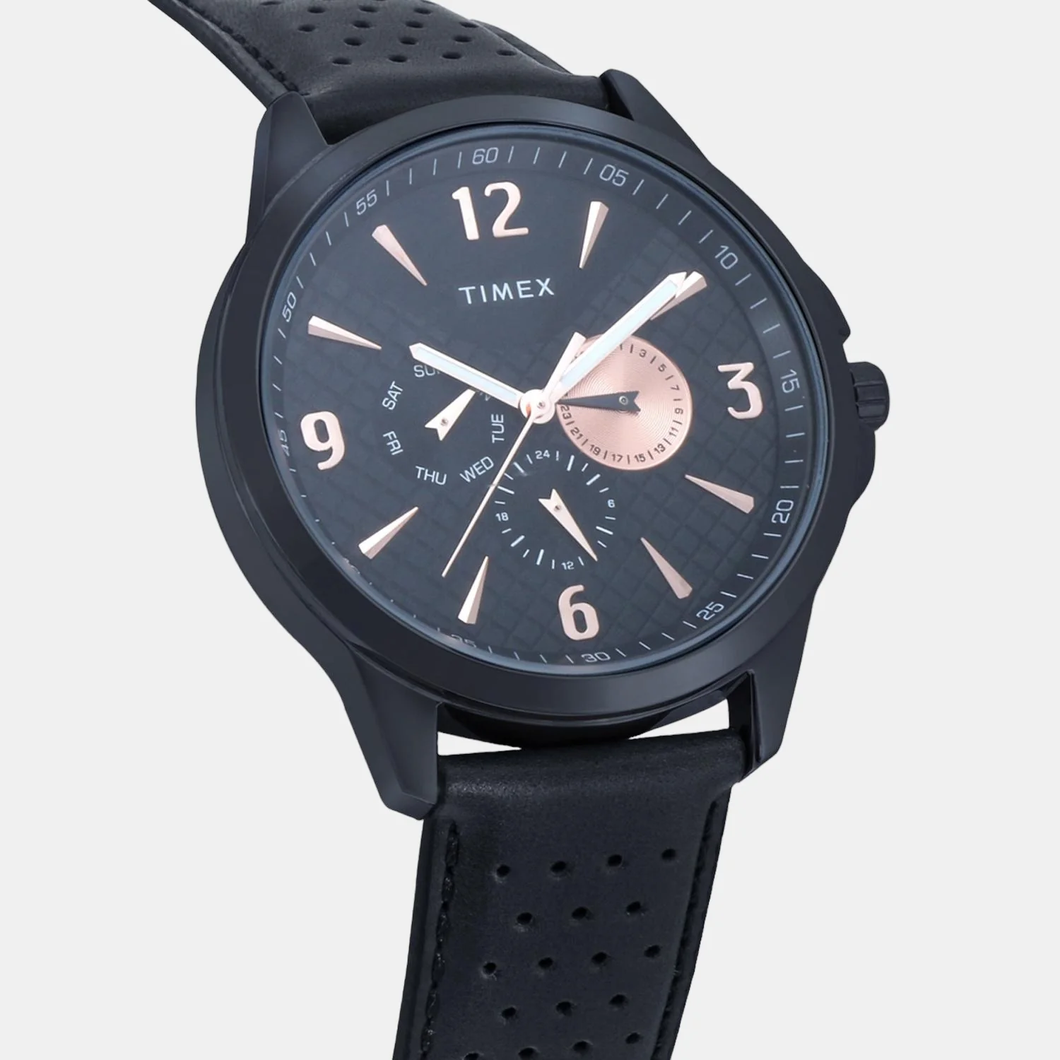 Fashion Men Quartz Black Dial Chronograph Leather Watch TWEG16517 - Image 3