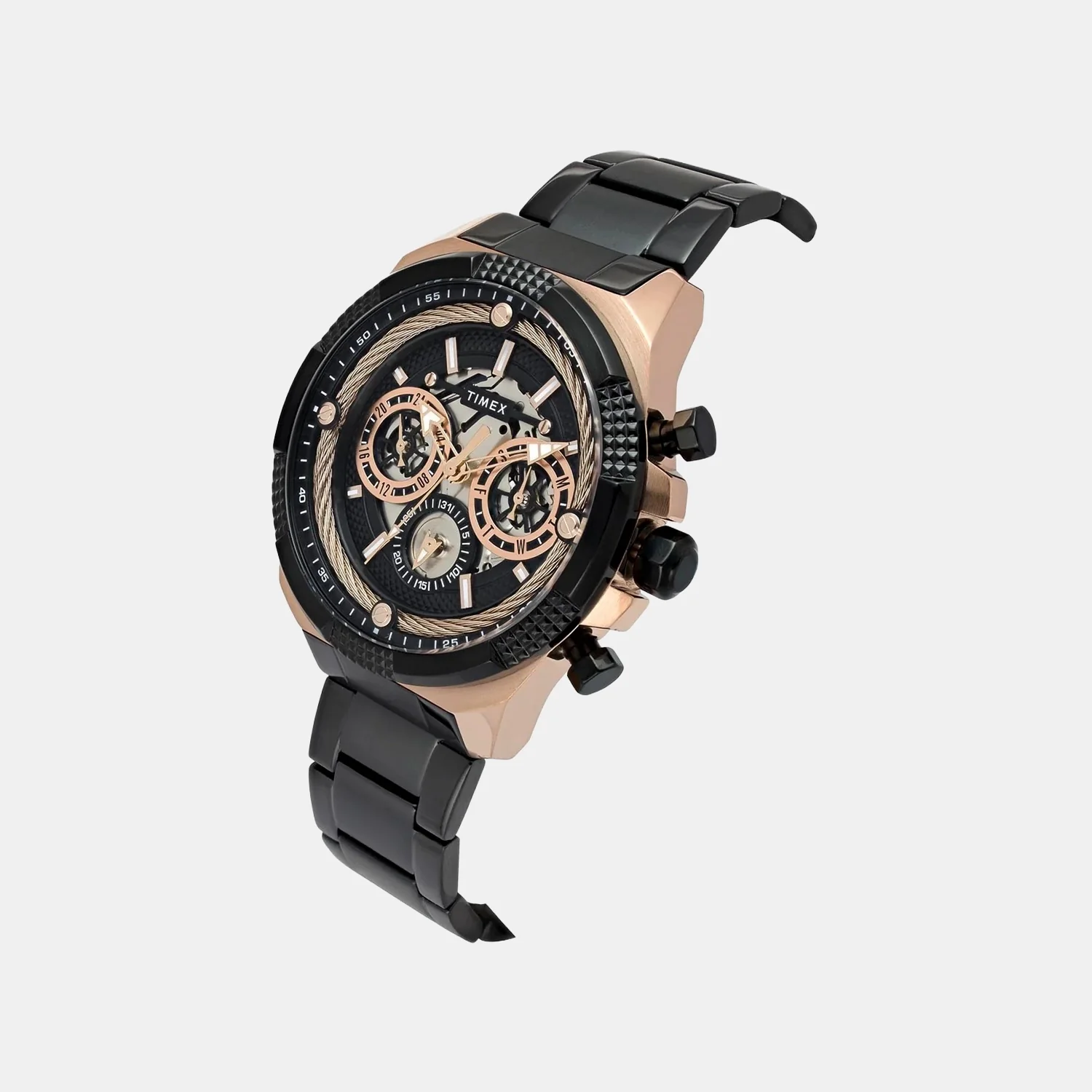 Fashion Men Quartz Black Dial Multi-Function Stainless Steel Watch TWEG27702 - Image 2