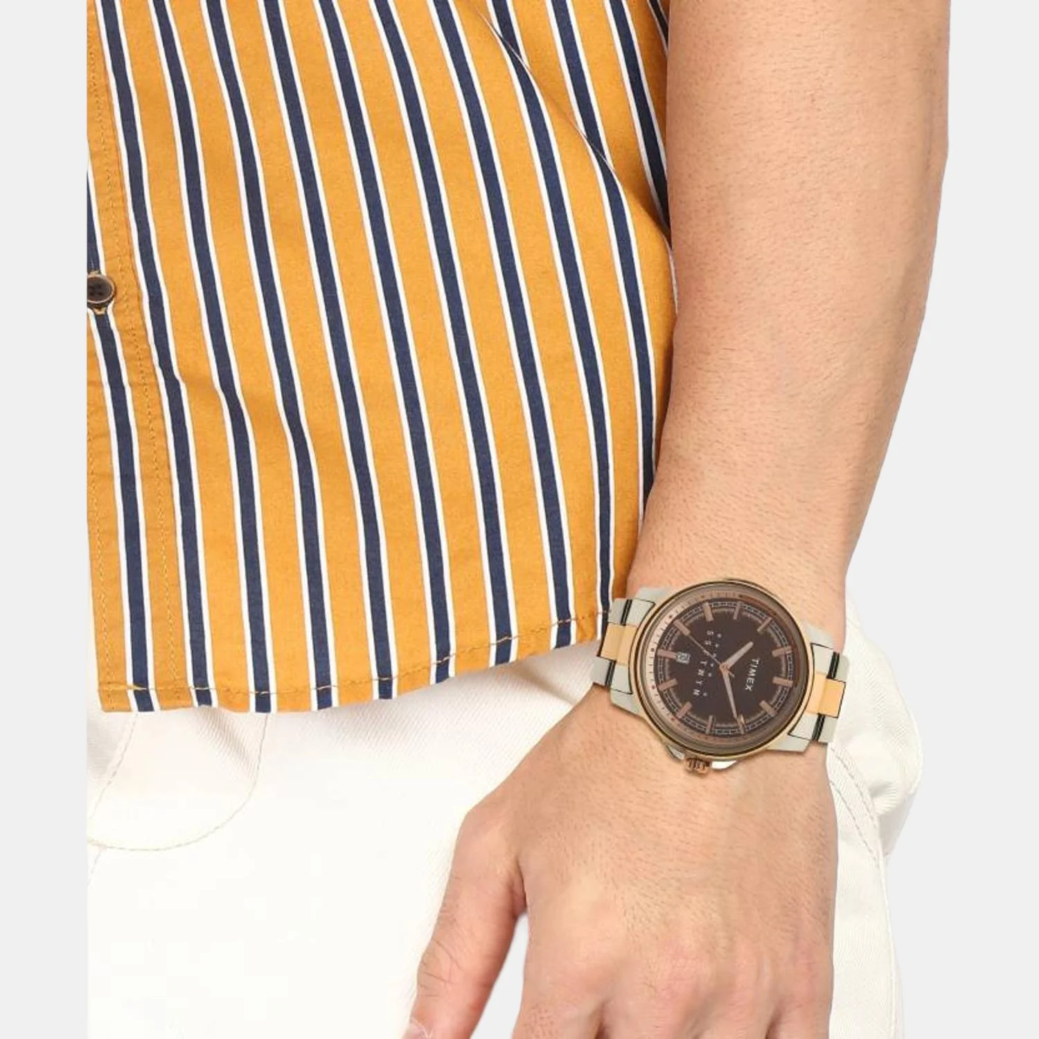 Fashion Men Quartz Brown Dial Analog Stainless Steel Watch TWEG17206 - Image 4
