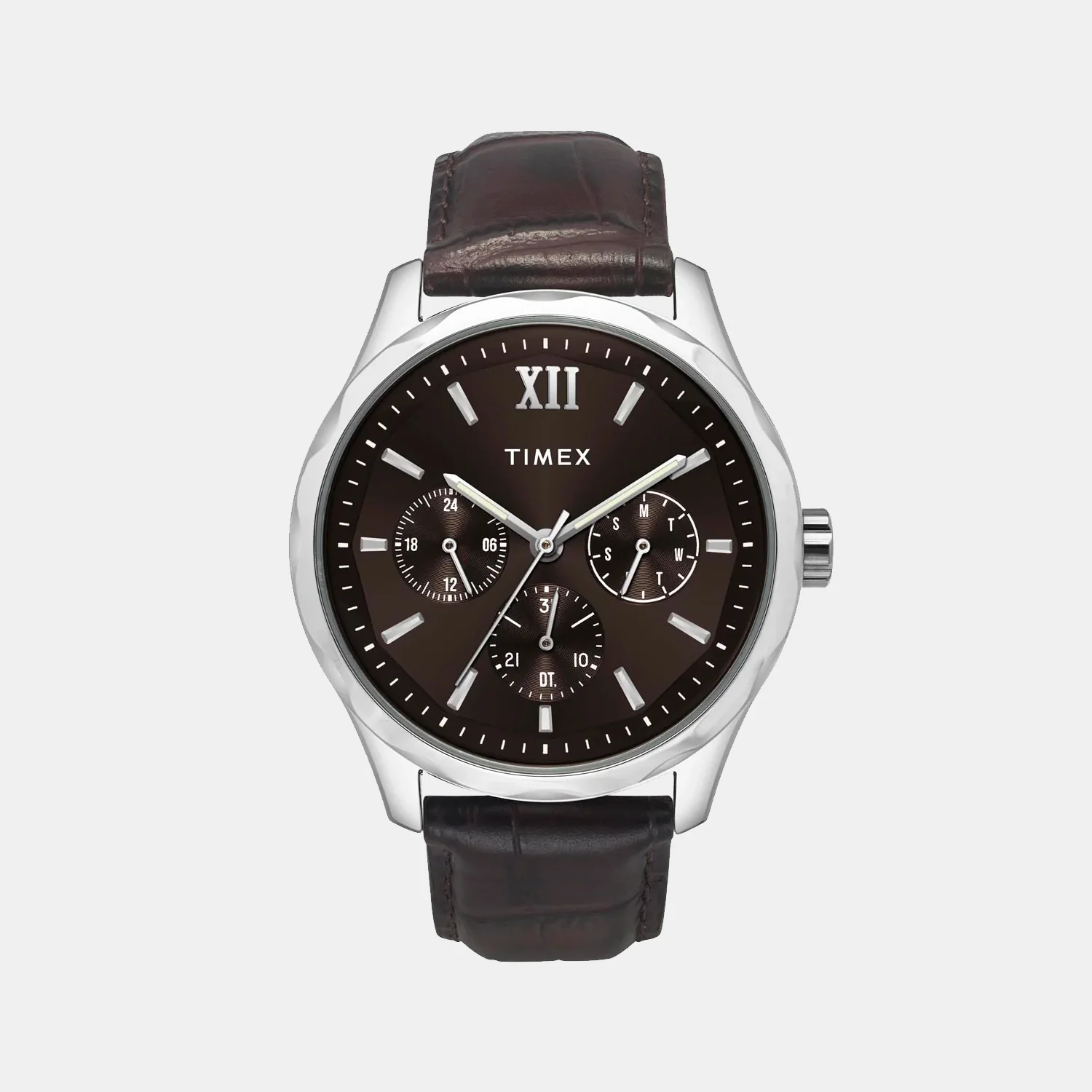 Fashion Men Quartz Brown Dial Multi-Function Leather Watch TW0TG7633 - Image 2