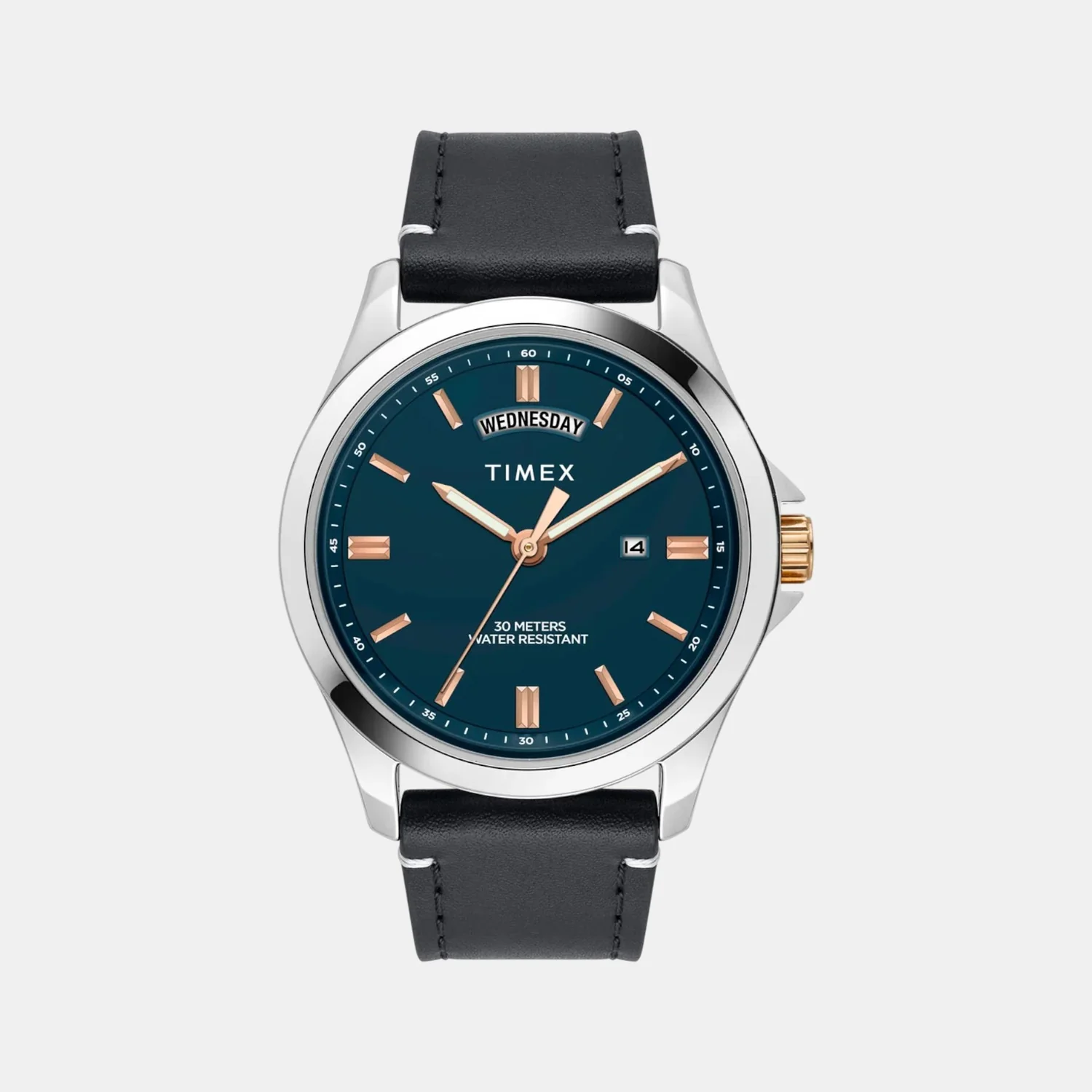 Fashion Men Quartz Green Dial Analog Leather Watch TW000X139