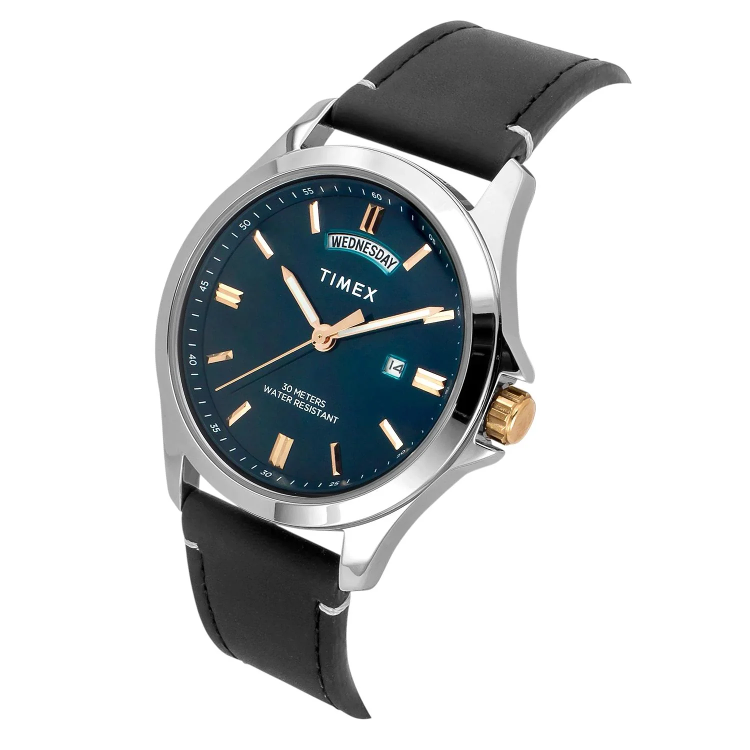 Fashion Men Quartz Green Dial Analog Leather Watch TW000X139 - Image 2