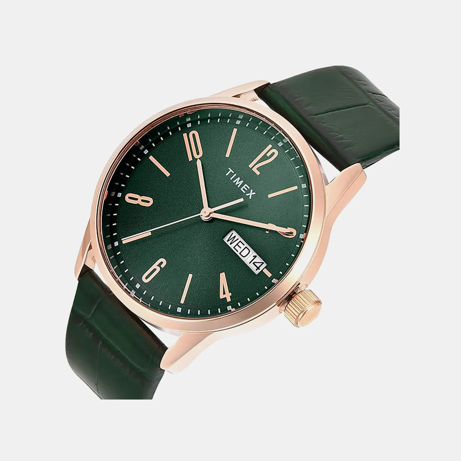 Fashion Men Quartz Green Dial Analog Leather Watch TWEG25509 - Image 2