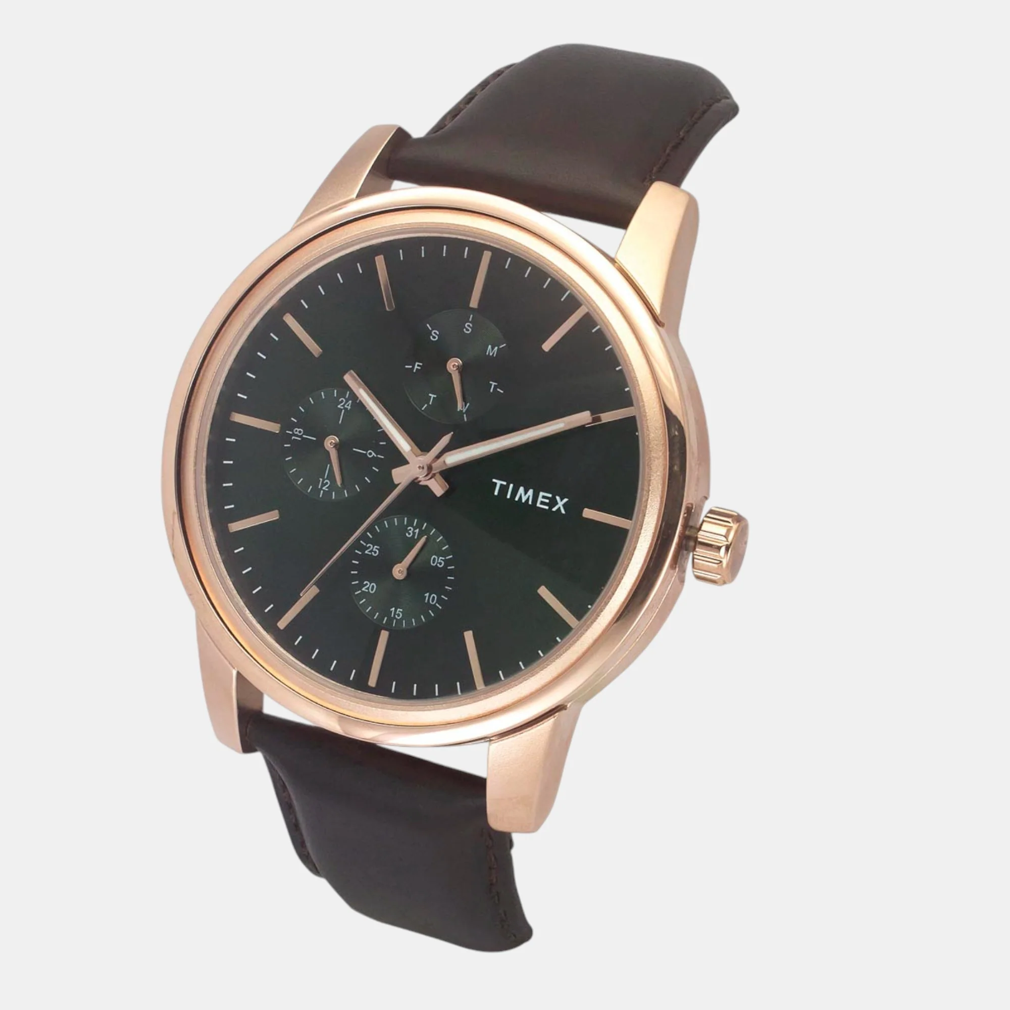 Fashion Men Quartz Green Dial Multi-Function Leather Watch TWEG18905 - Image 3