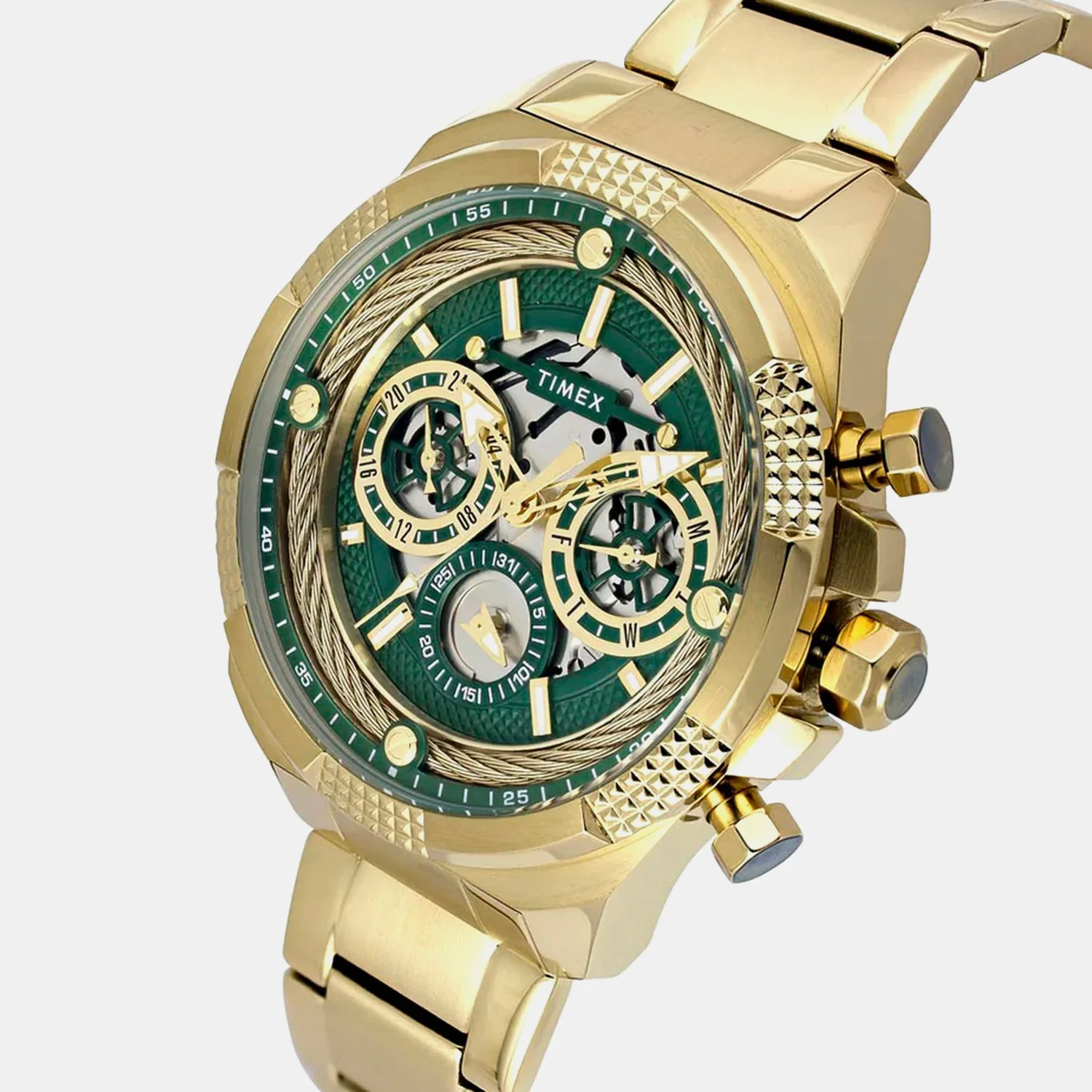 Fashion Men Quartz Green Dial Multi-Function Stainless Steel Watch TWEG27700 - Image 2