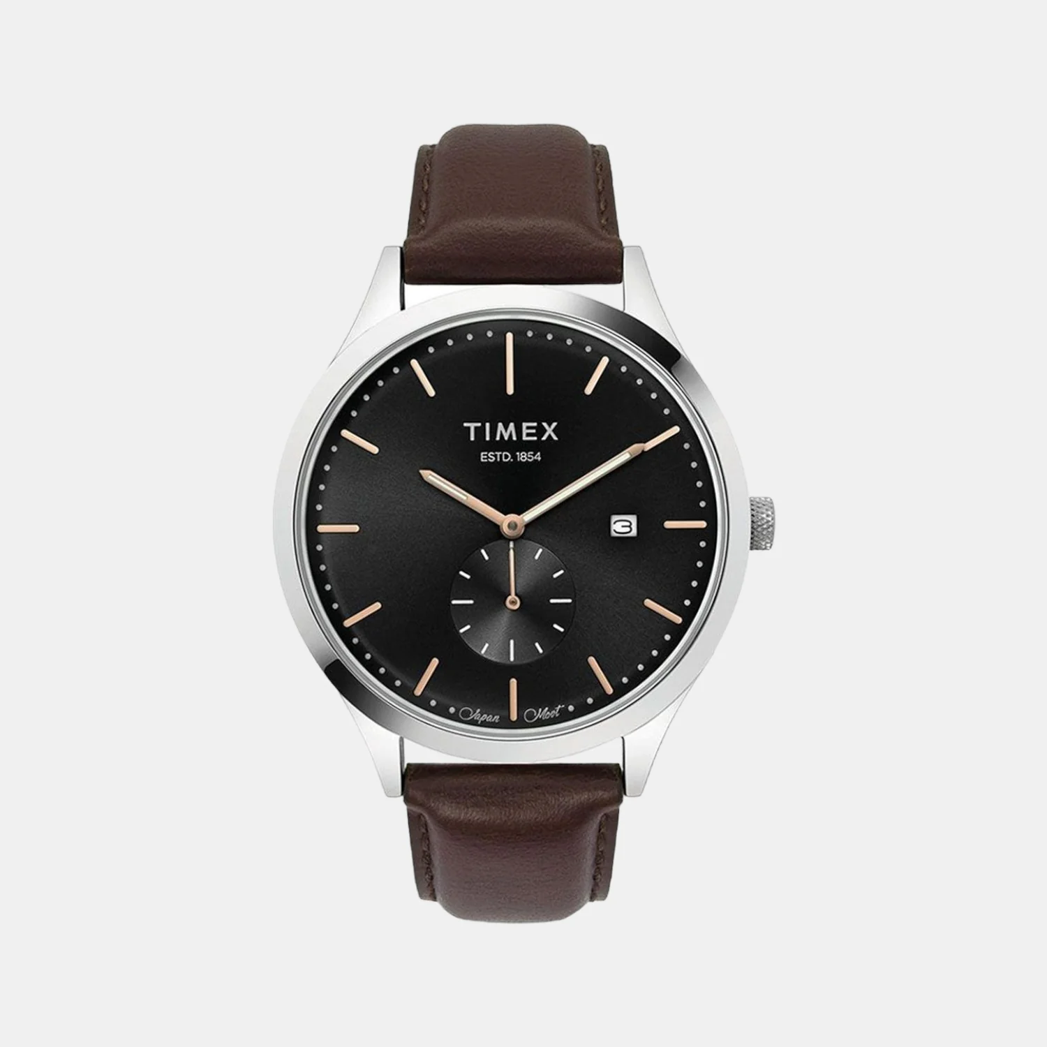 Fashion Men Quartz Grey Dial Analog Leather Watch TW000T315