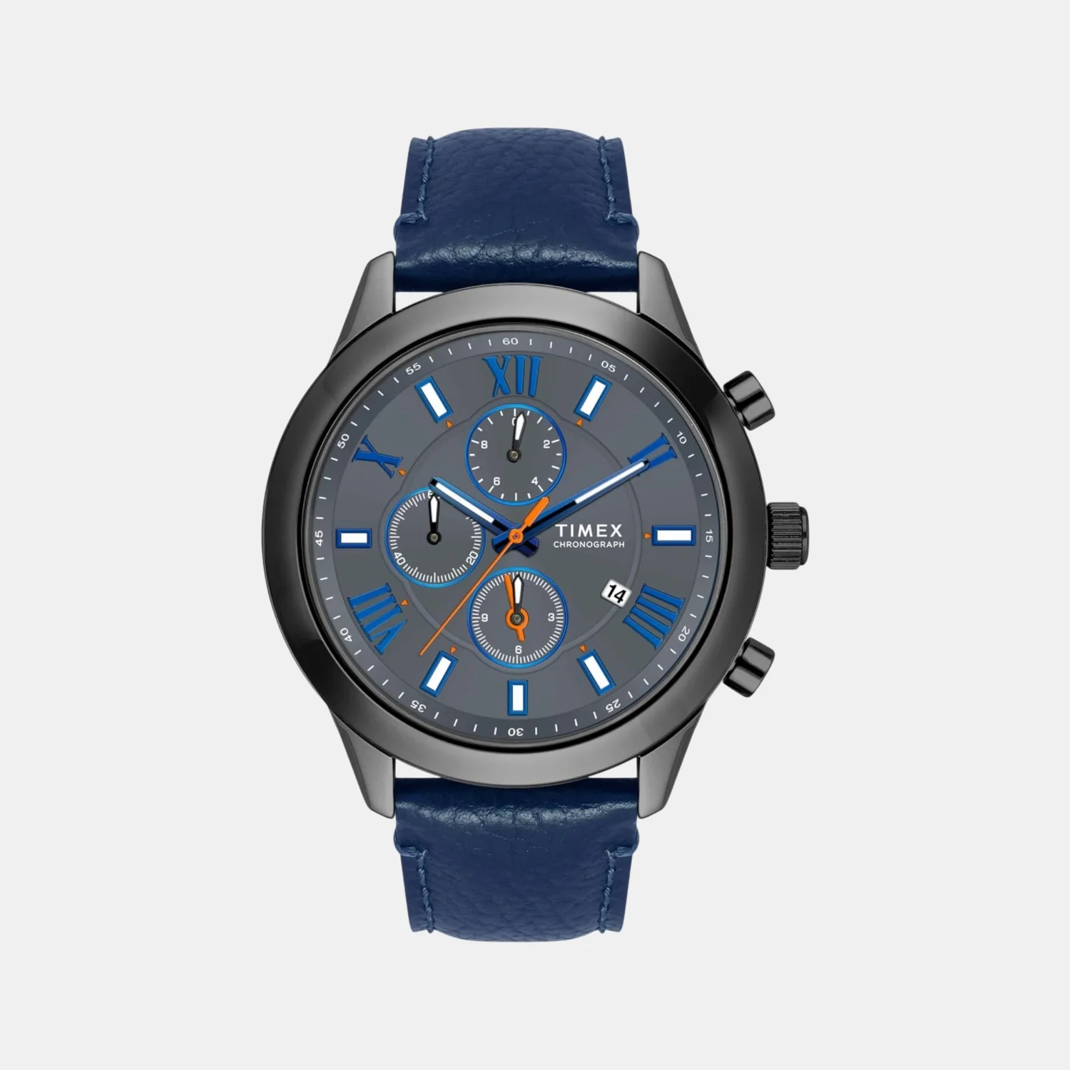 Fashion Men Quartz Grey Dial Chronograph Leather Watch TWEG18513