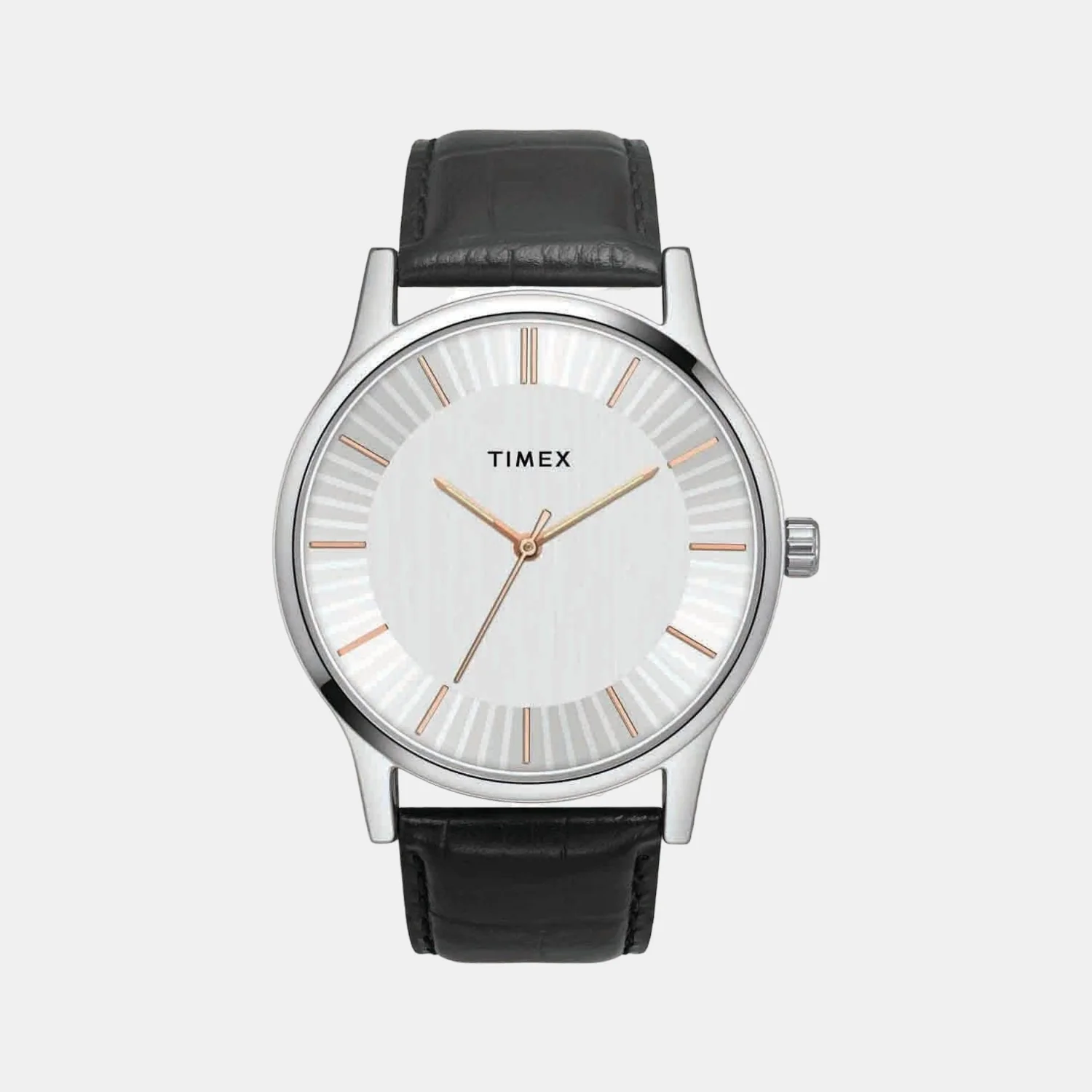 Fashion Men Quartz Silver Dial Analog Leather Watch TW0TG8301