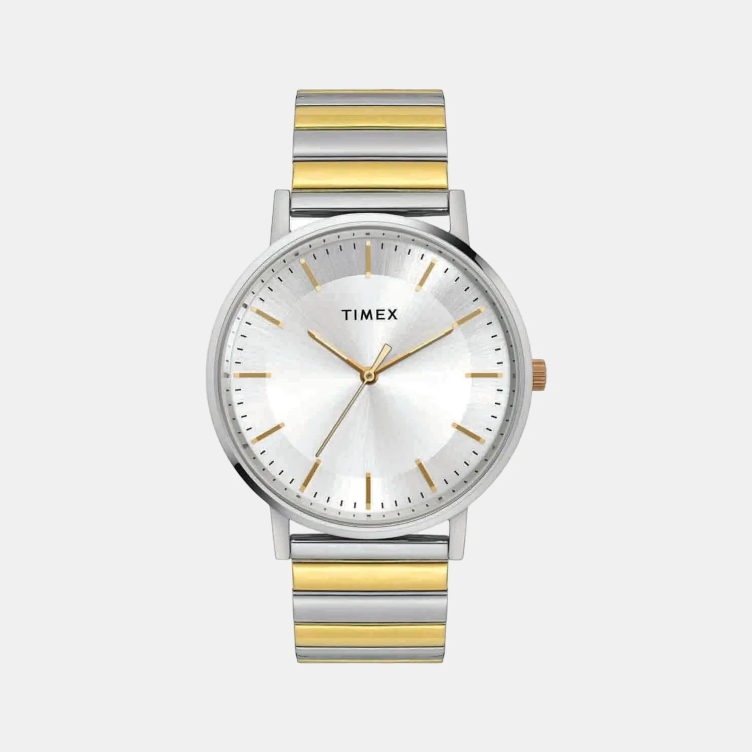 Fashion Men Quartz Silver Dial Analog Stainless Steel Watch TW0TG8009