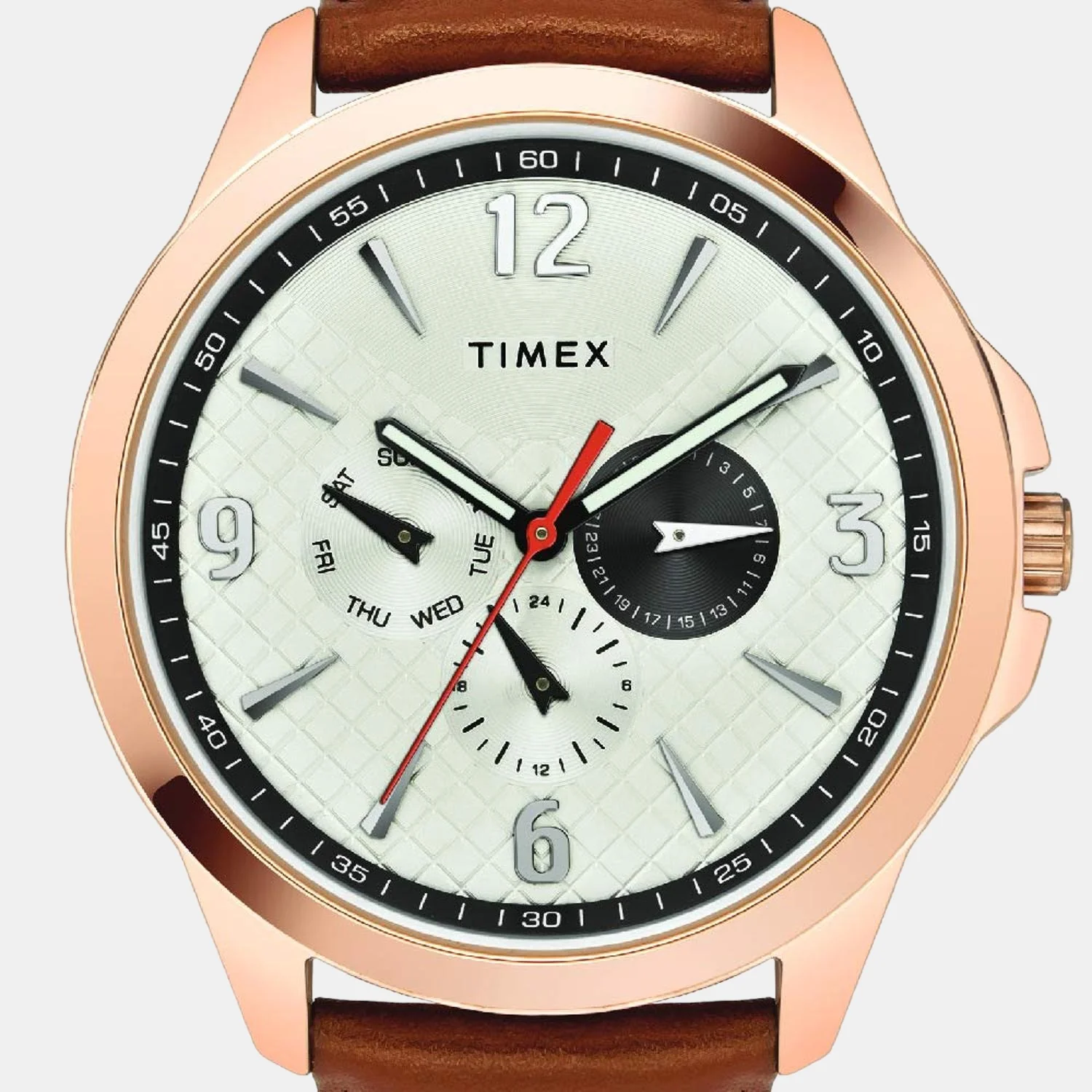 Fashion Men Quartz Silver Dial Chronograph Leather Watch TWEG16519 - Image 2