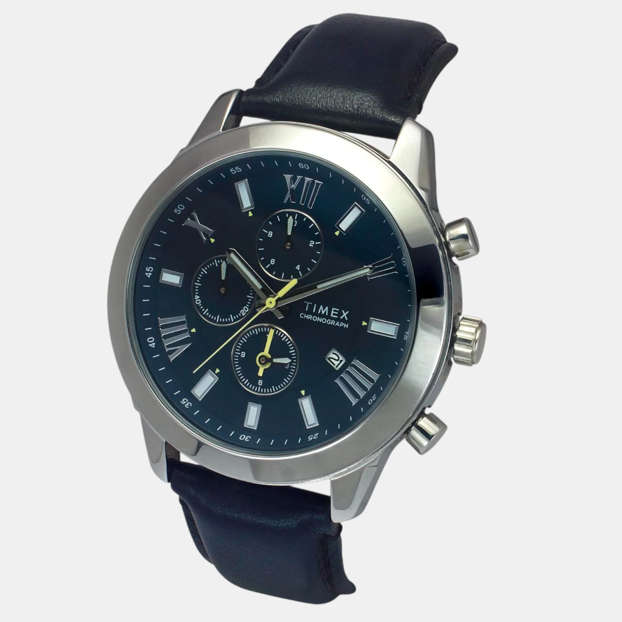 Fashion Men Quartz Teal Dial Chronograph Leather Watch TWEG18515 - Image 2
