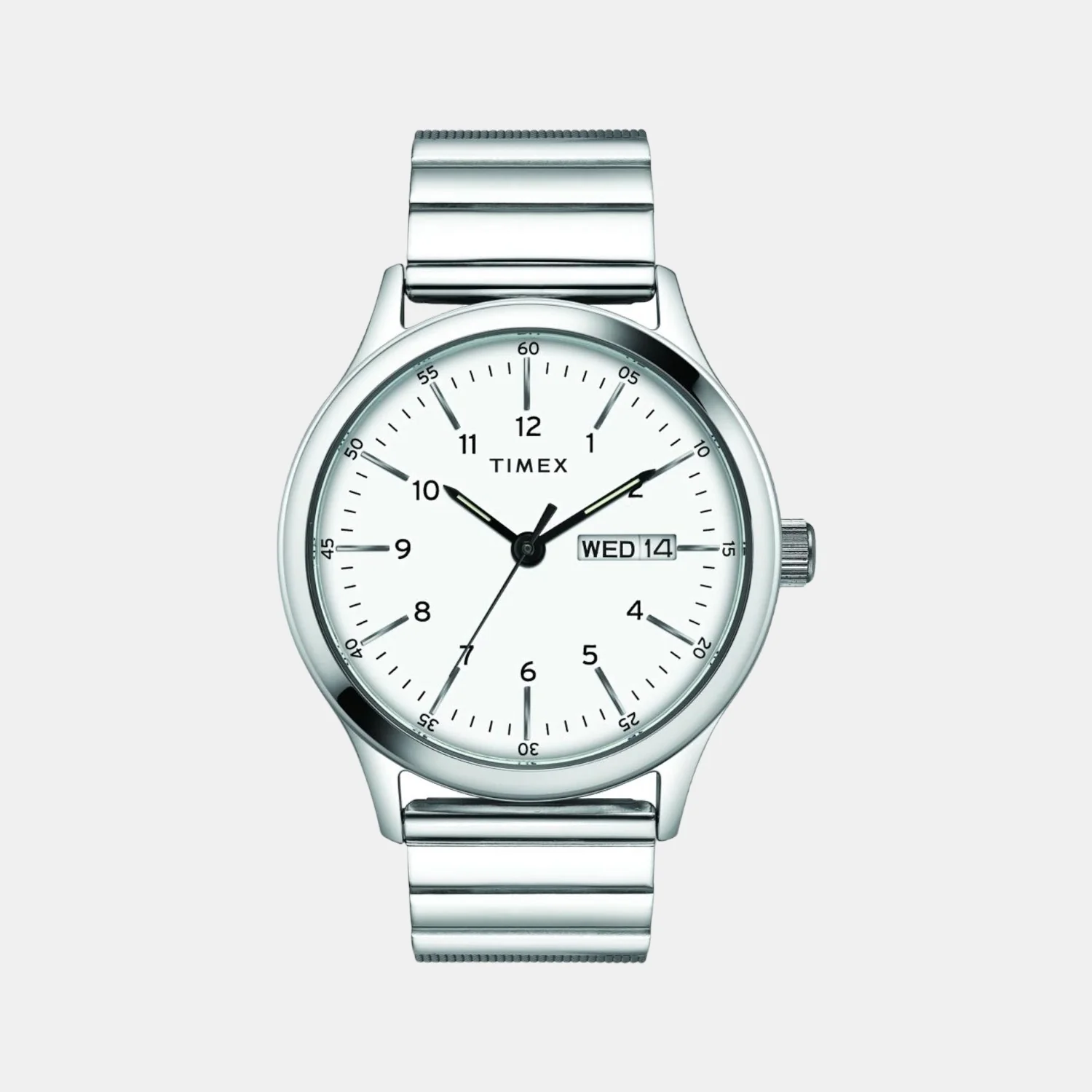 Fashion Men Quartz White Dial Analog Stainless Steel Watch TWEG19703