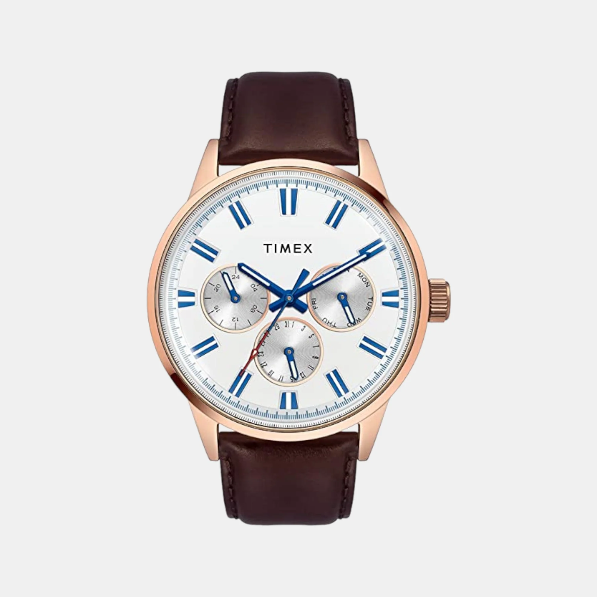 Fashion Men Quartz White Dial Multi-Function Leather Watch TWEG19908 - Image 2