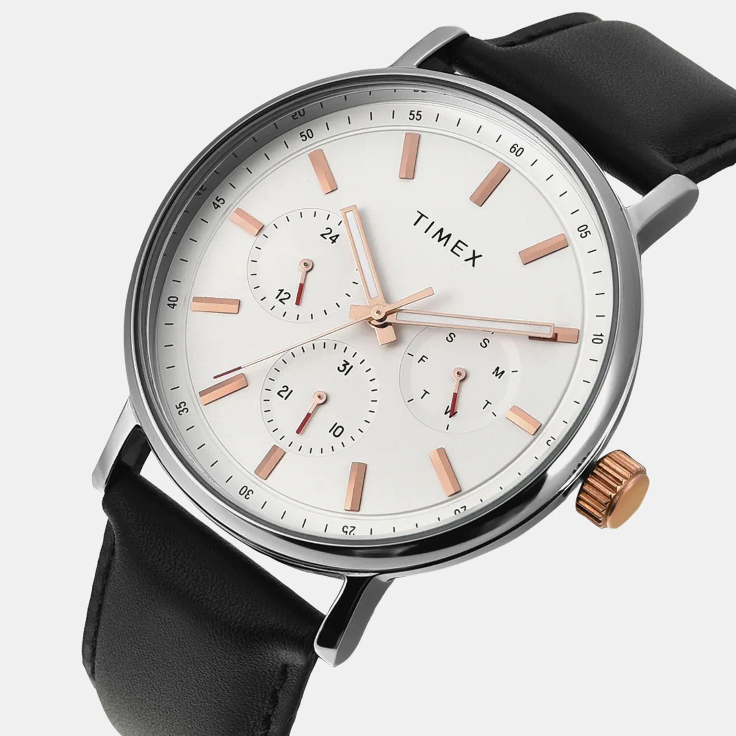 Fashion Men Quartz White Dial Multi-Function Leather Watch TWEG20021 - Image 2