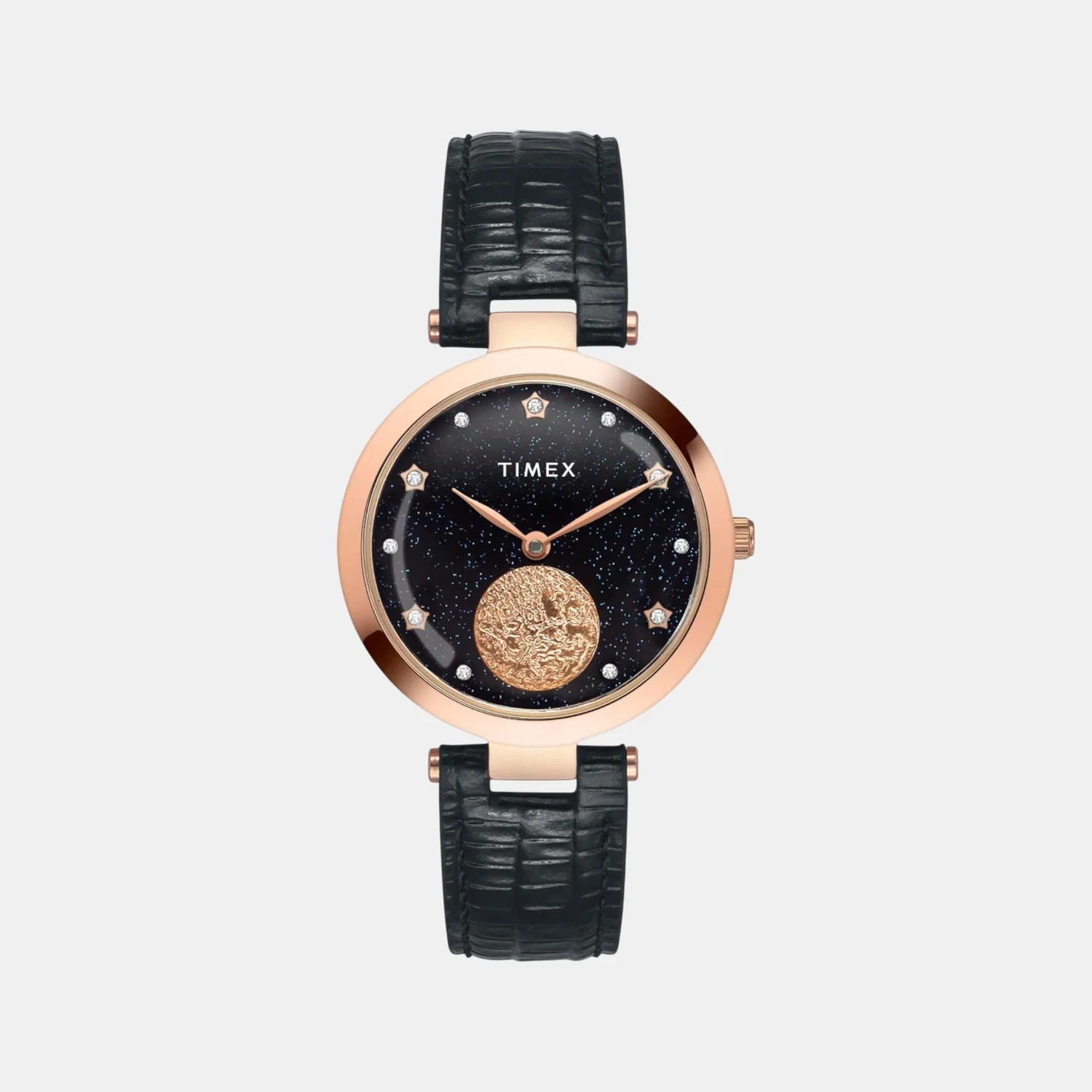 Fashion Women Quartz Black Dial Analog Leather Watch TWEL19203