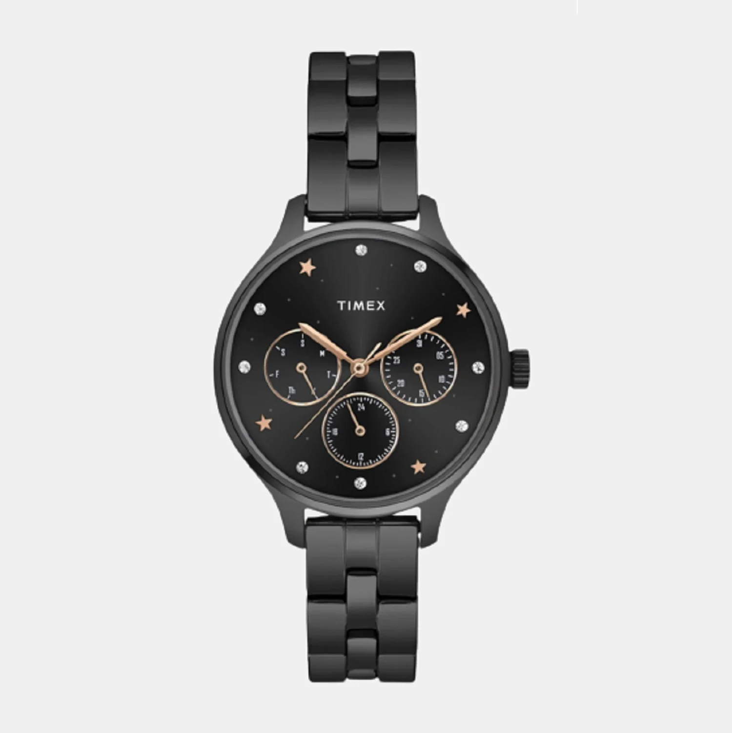 Fashion Women Quartz Black Dial Chronograph Stainless Steel Watch TWEL14816 - Image 4