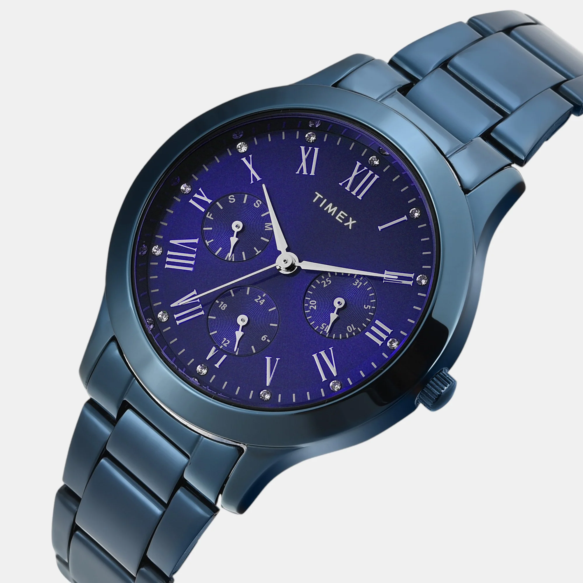 Fashion Women Quartz Blue Dial Multi-Function Stainless Steel Watch TW000Q819 - Image 3