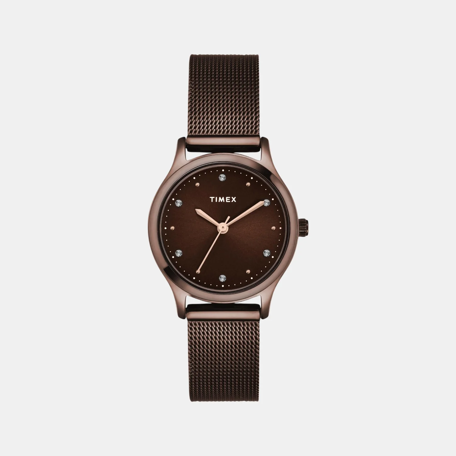 Fashion Women Quartz Brown Dial Analog Mesh Watch TW0TL8718