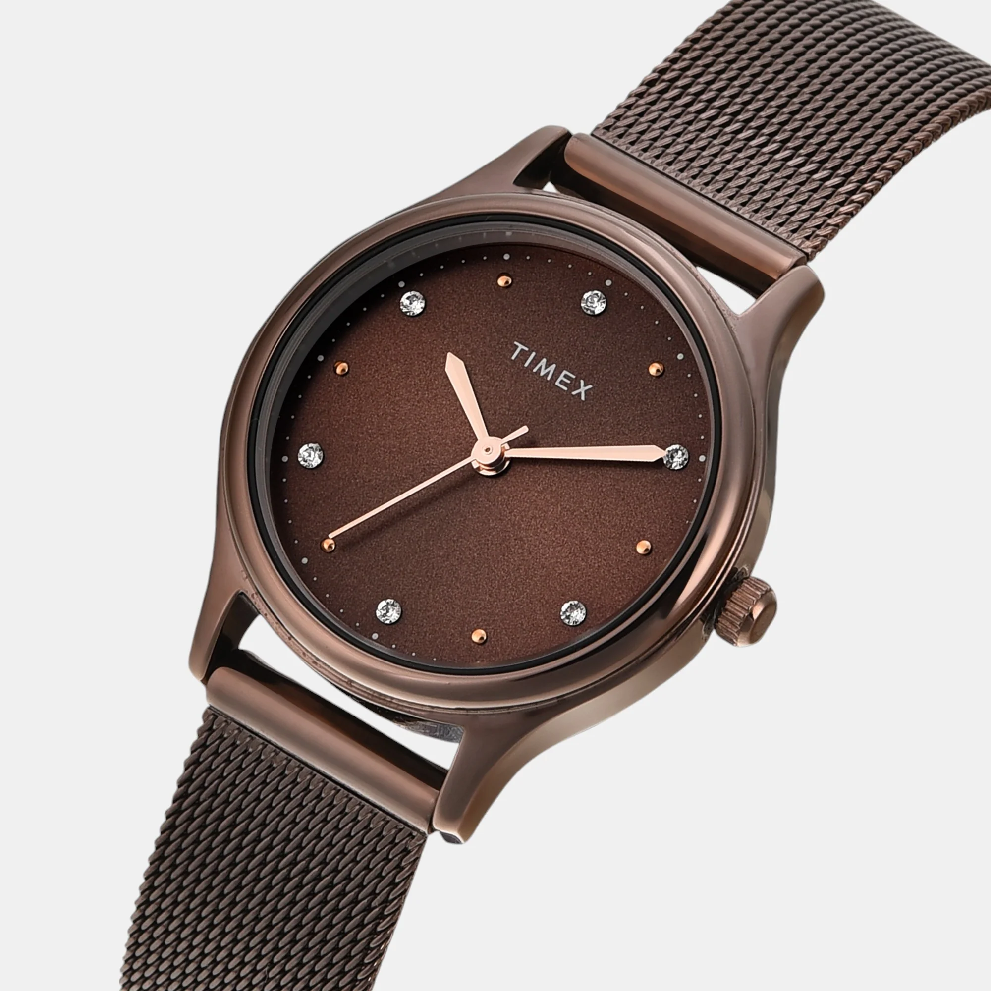 Fashion Women Quartz Brown Dial Analog Mesh Watch TW0TL8718 - Image 2