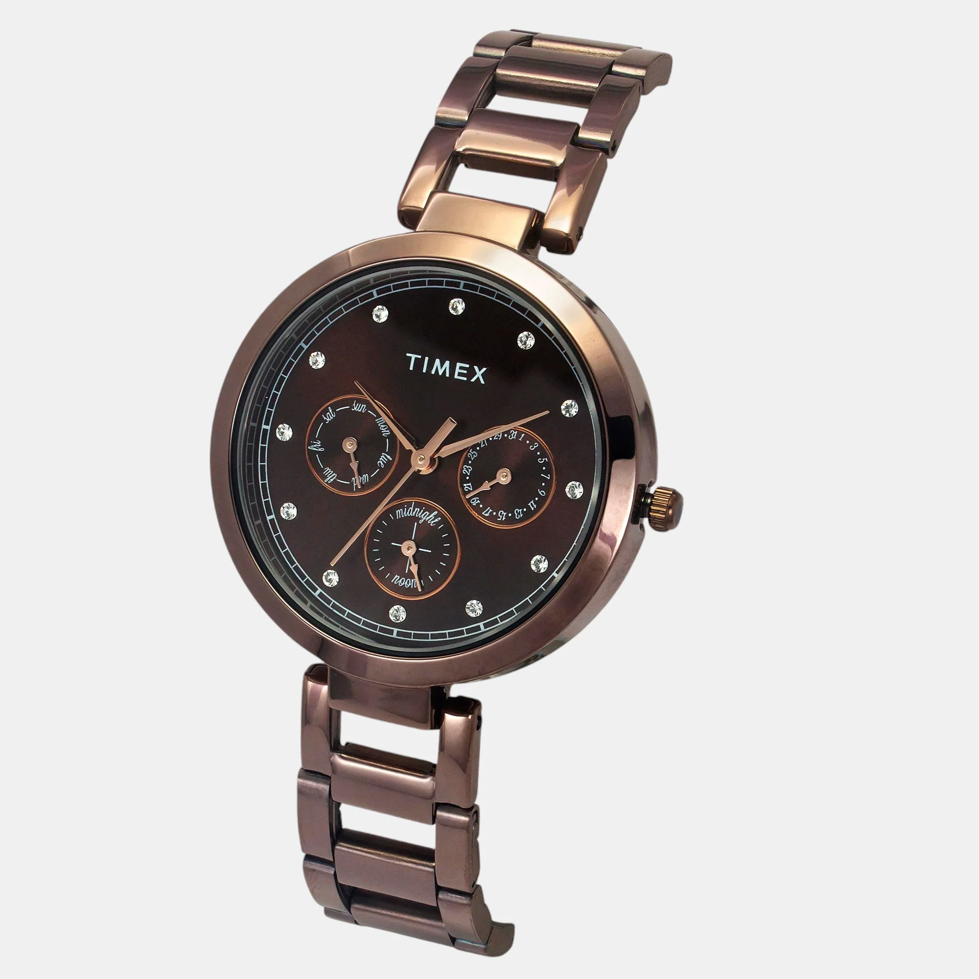 Fashion Women Quartz Brown Dial Multi-Function Stainless Steel Watch TW000X267 - Image 3
