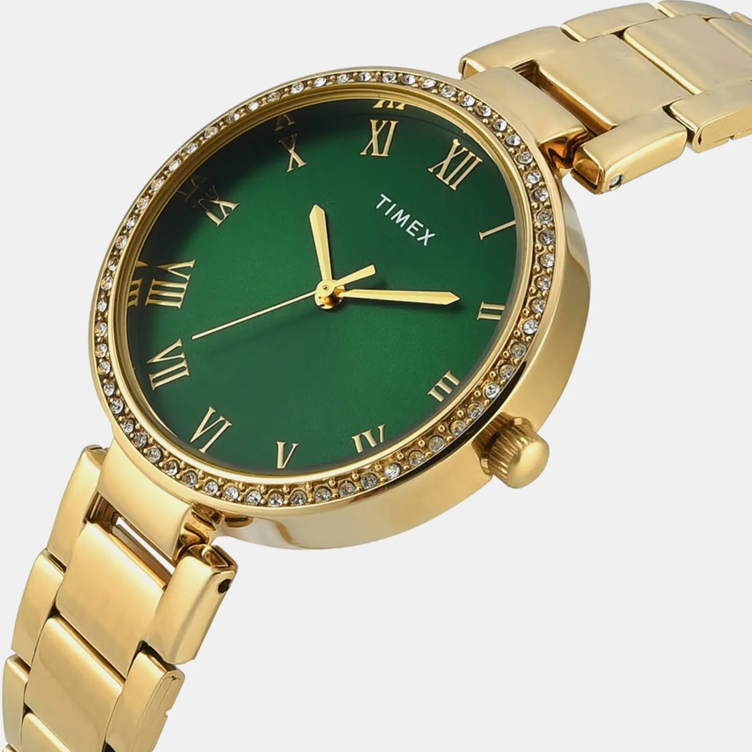 Fashion Women Quartz Green Dial Analog Stainless Steel Watch TWEL18716 - Image 2