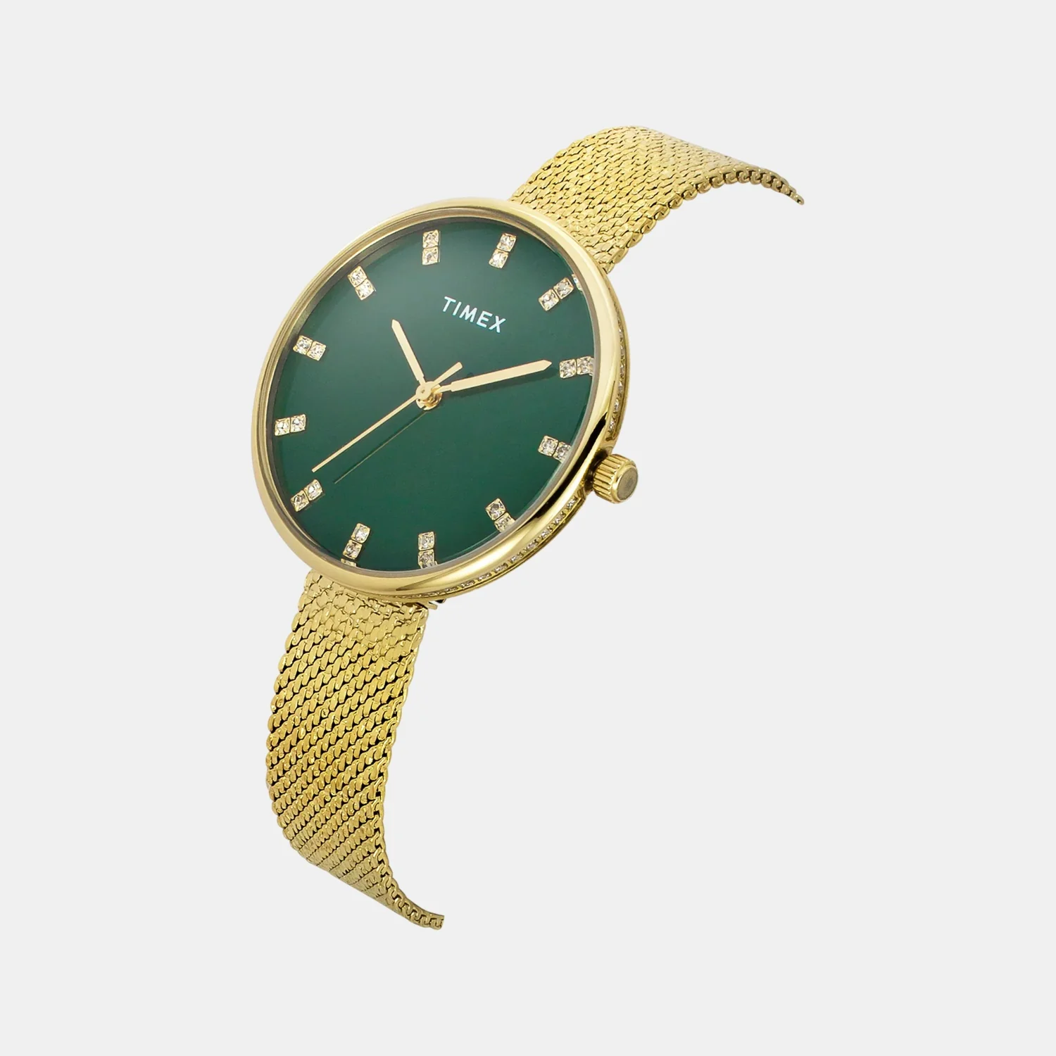Fashion Women Quartz Green Dial Analog Stainless Steel Watch TWEL21501 - Image 2