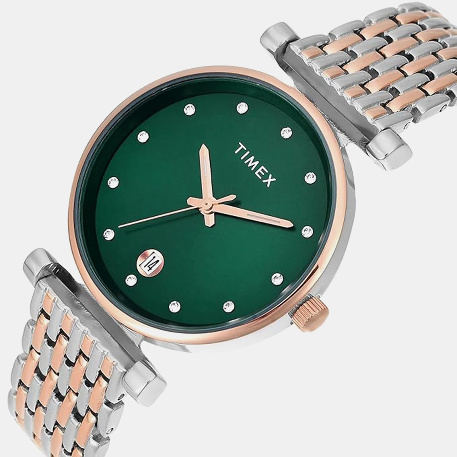 Fashion Women Quartz Green Dial Analog Stainless Steel Watch TWEL21603 - Image 2