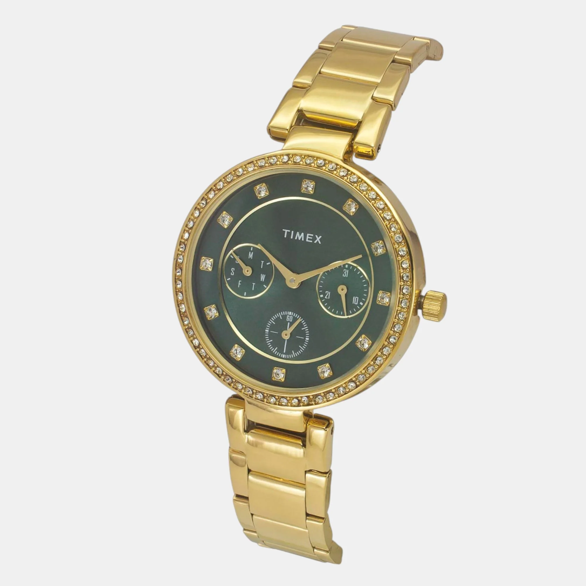 Fashion Women Quartz Green Dial Multi-Function Stainless Steel Watch TWEL18700 - Image 2
