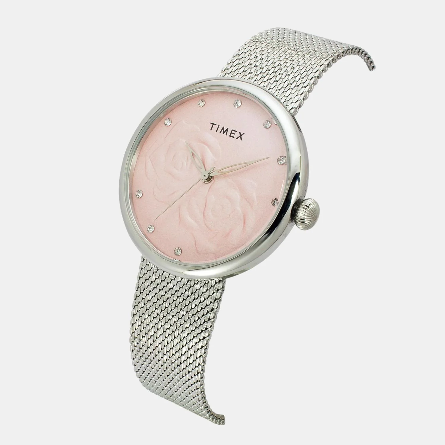 Fashion Women Quartz Pink Dial Analog Mesh Watch TWEL19300 - Image 2